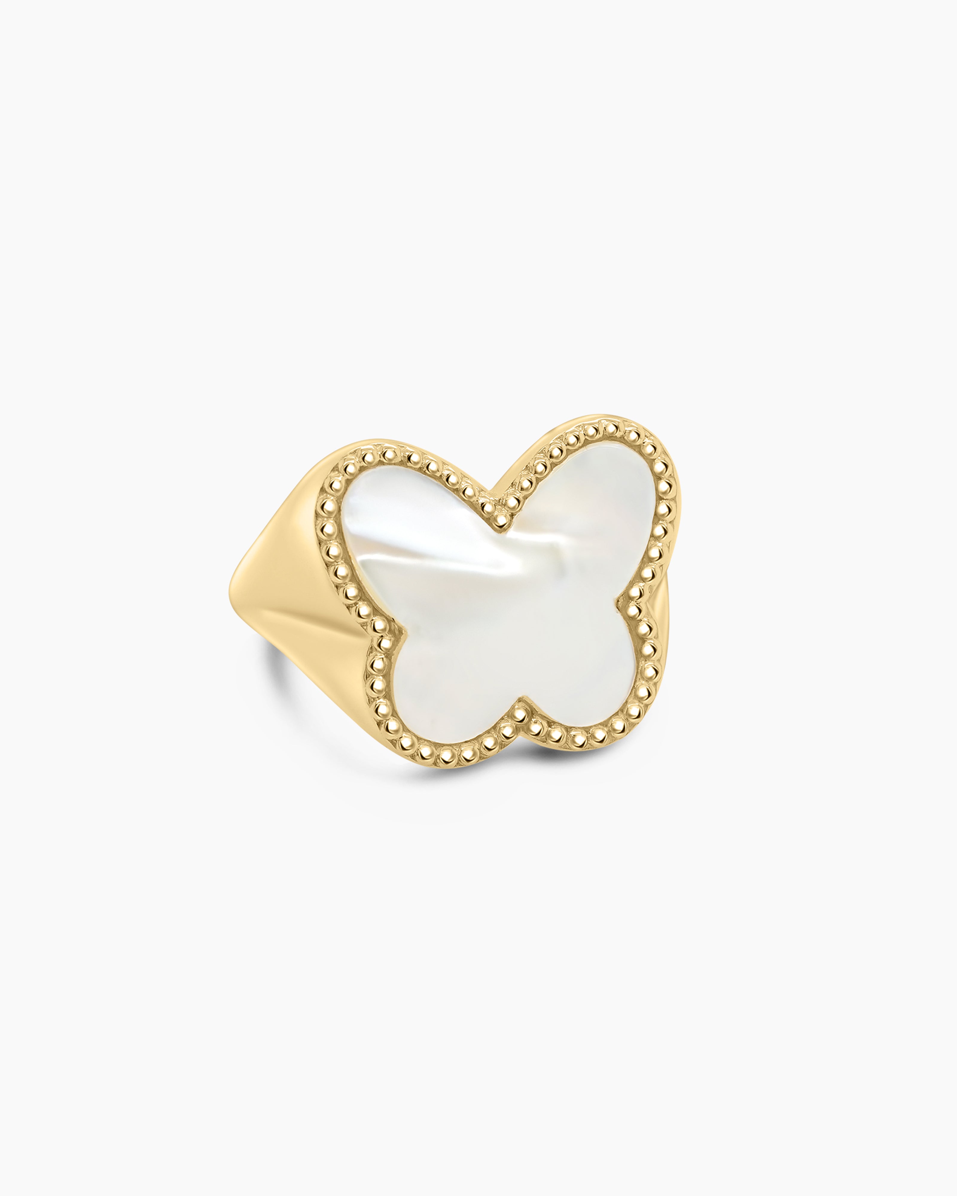 Small Mother of Pearl Bubble Butterfly Ring