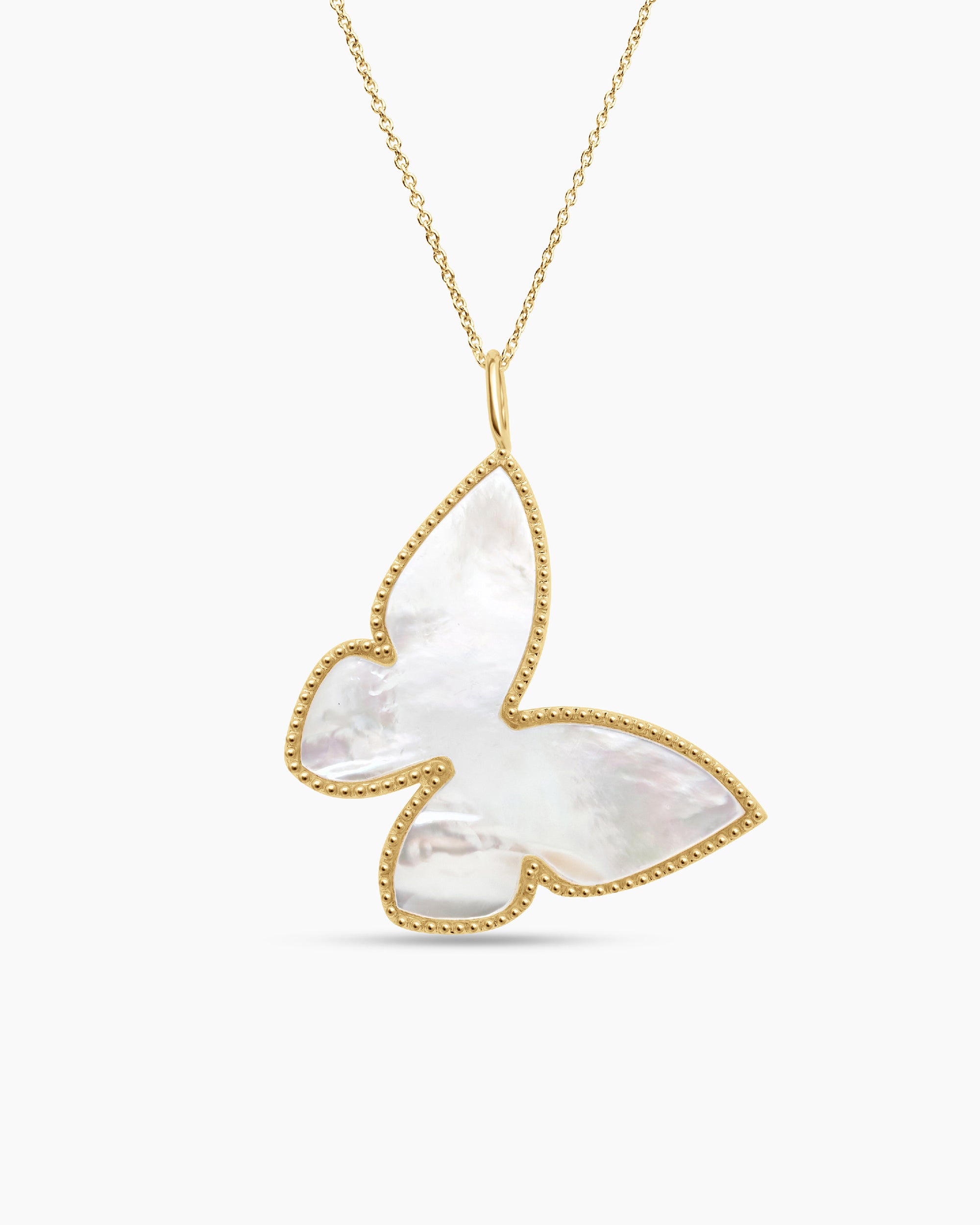 Mother-of-Pearl Butterfly Pendant Necklace