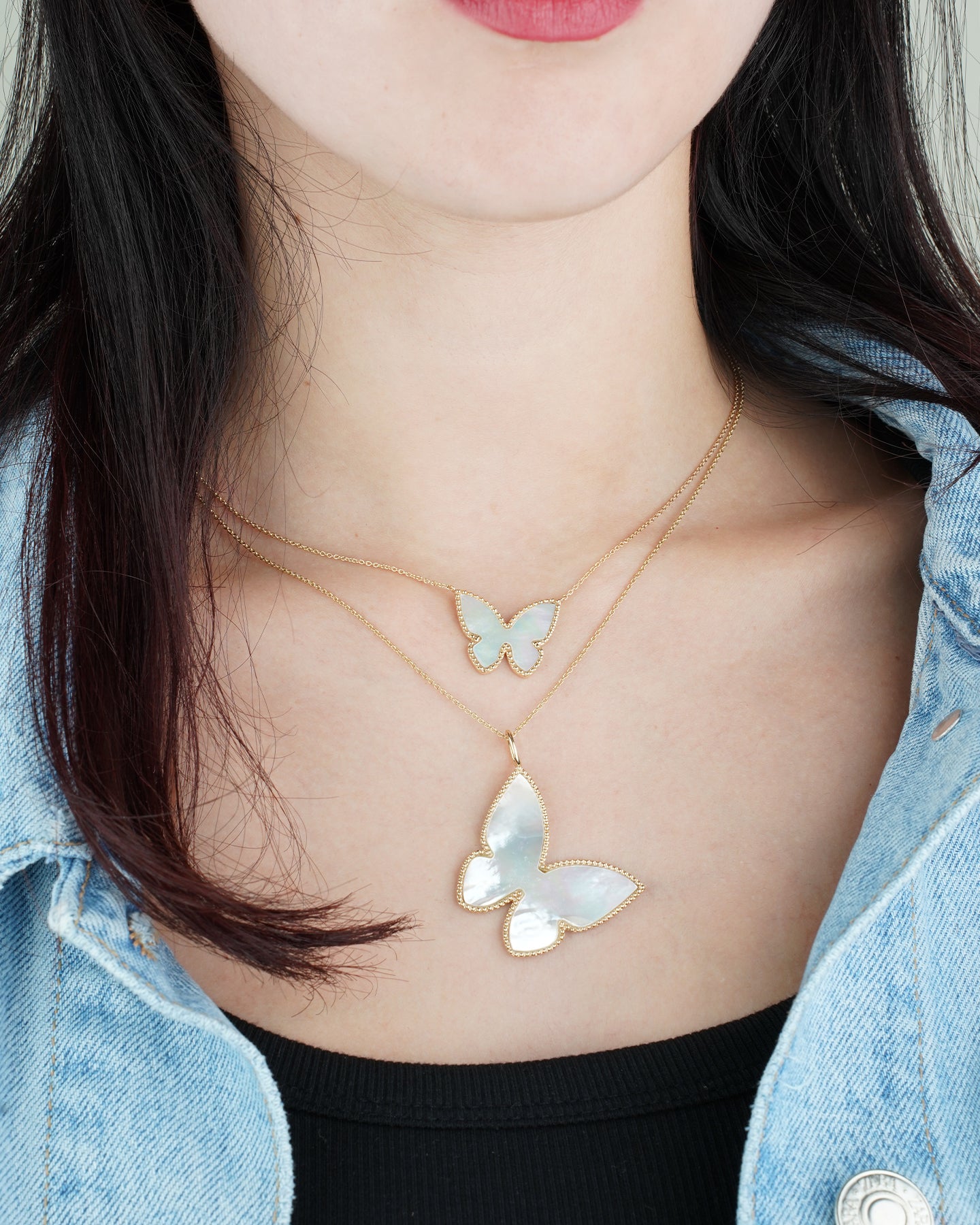 Mother-of-Pearl Butterfly Pendant Necklace