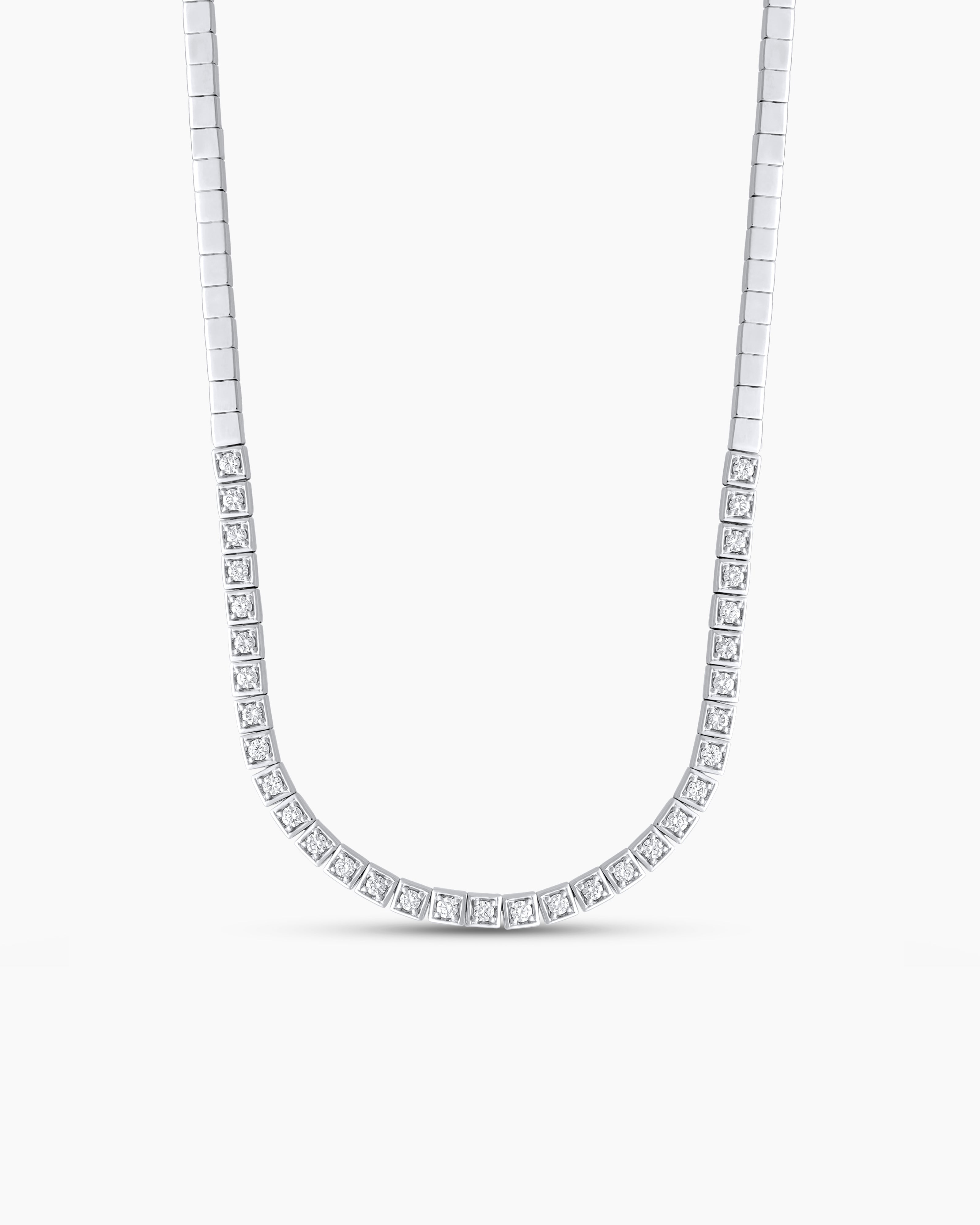 Emerald Cut Half Coverage Tennis Necklace