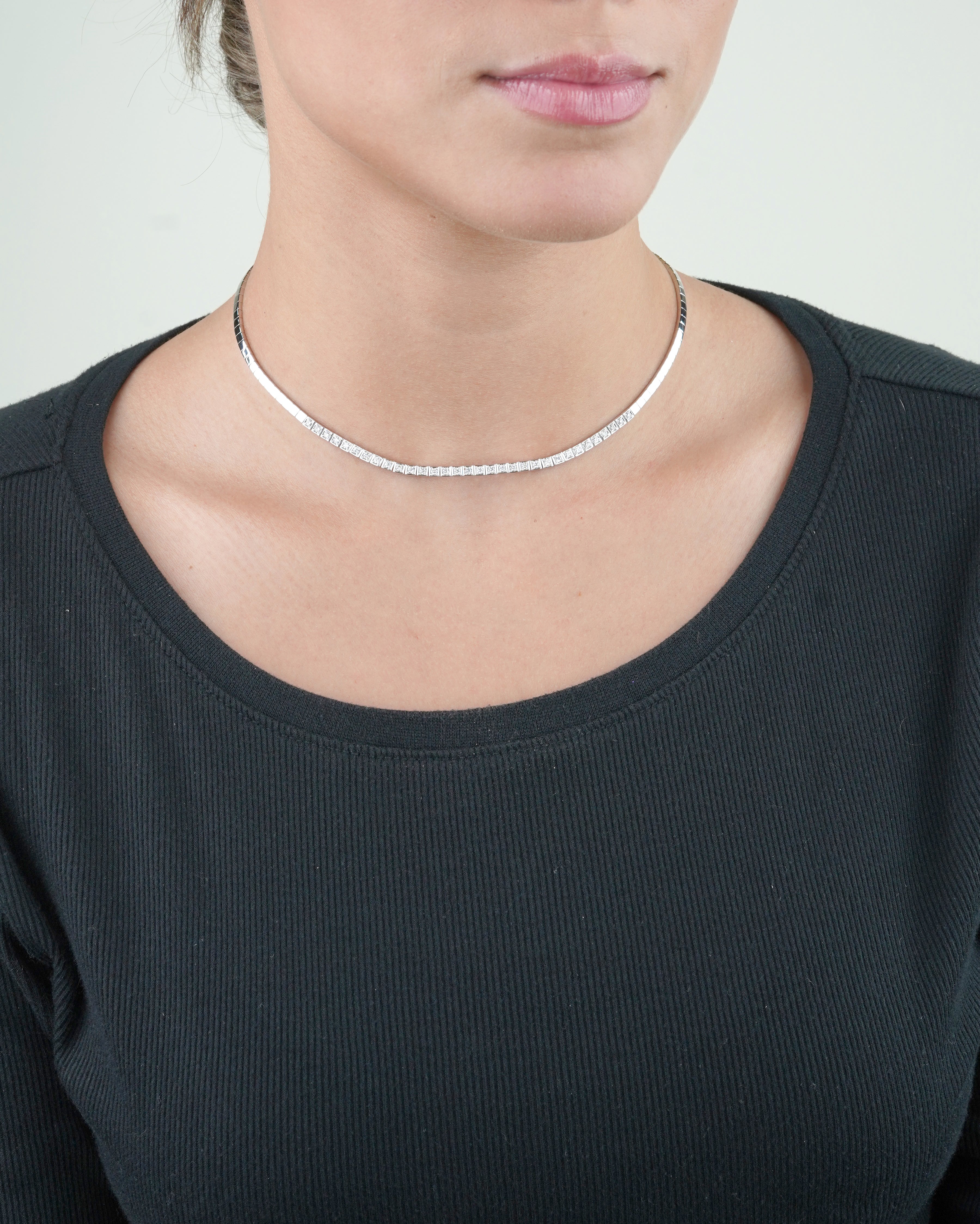 Emerald Cut Half Coverage Tennis Necklace