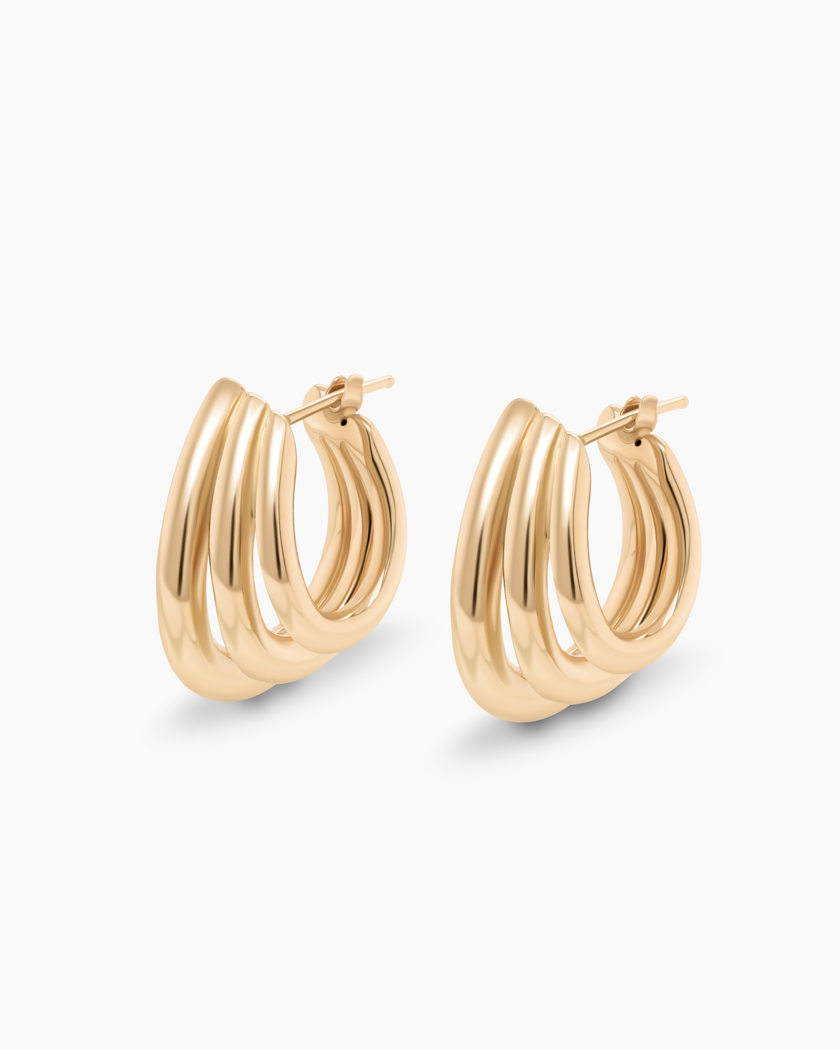 Triple Row Hoop Earrings