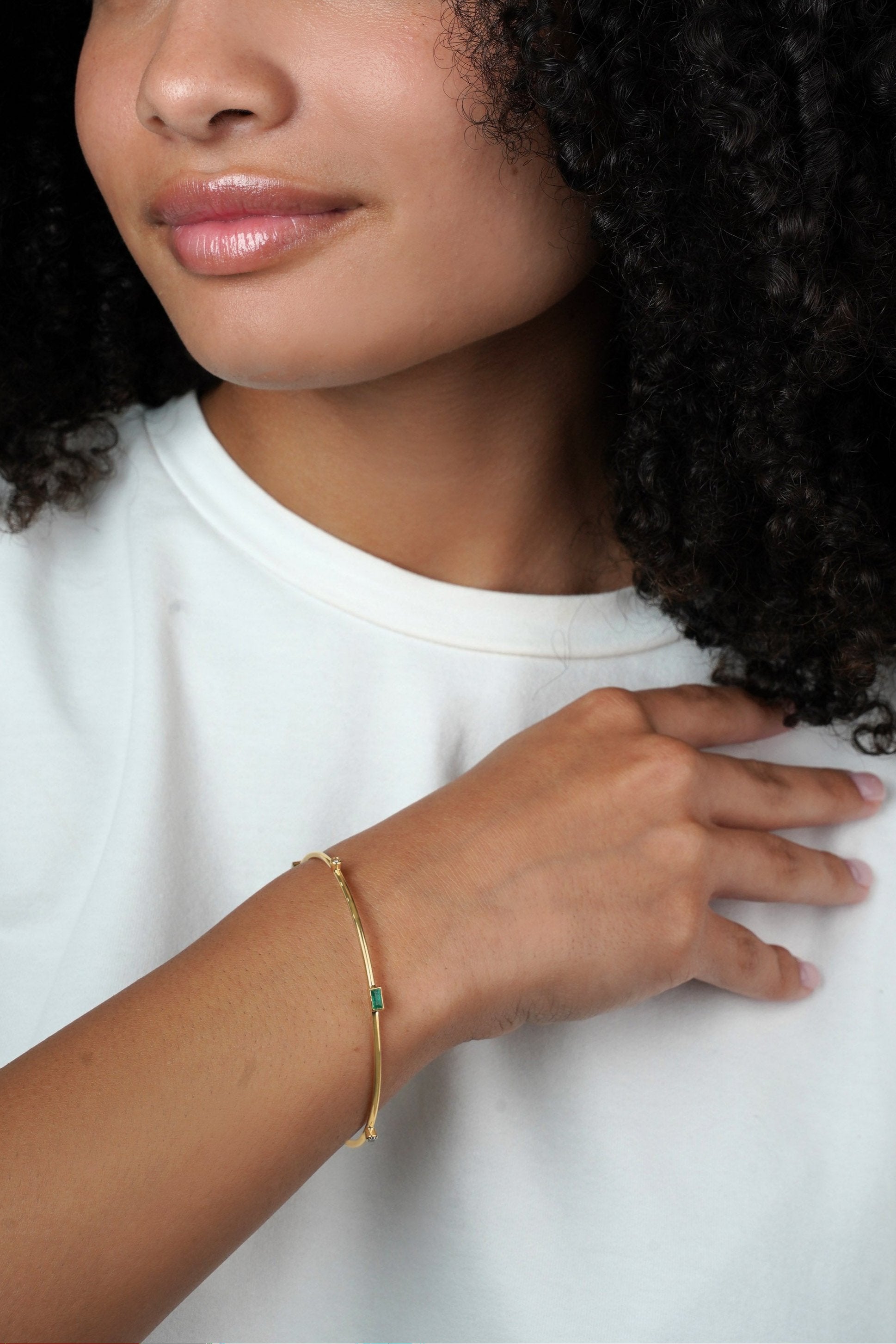 Colette | Emerald Baguette Bangle Bracelet