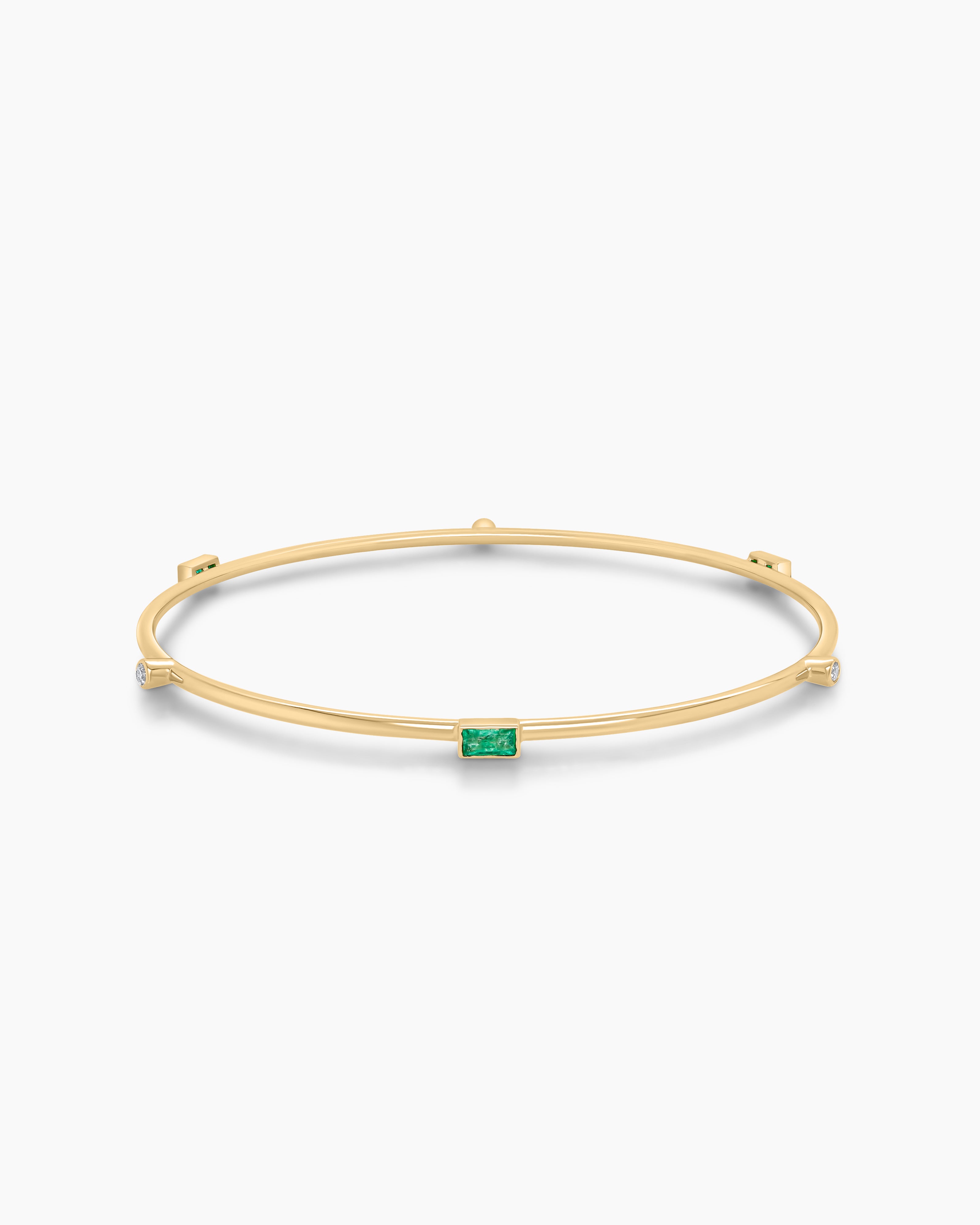 Colette | Emerald Baguette Bangle Bracelet
