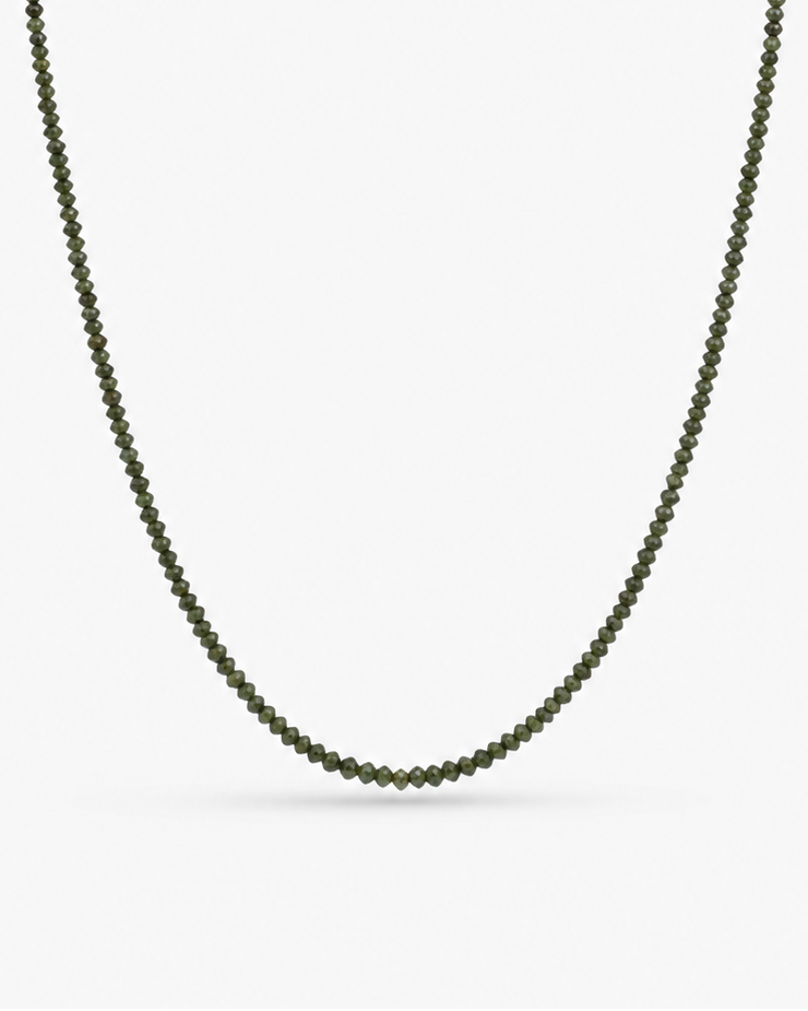 Cleo rough cut green diamond necklace with 14kt yellow gold clasp