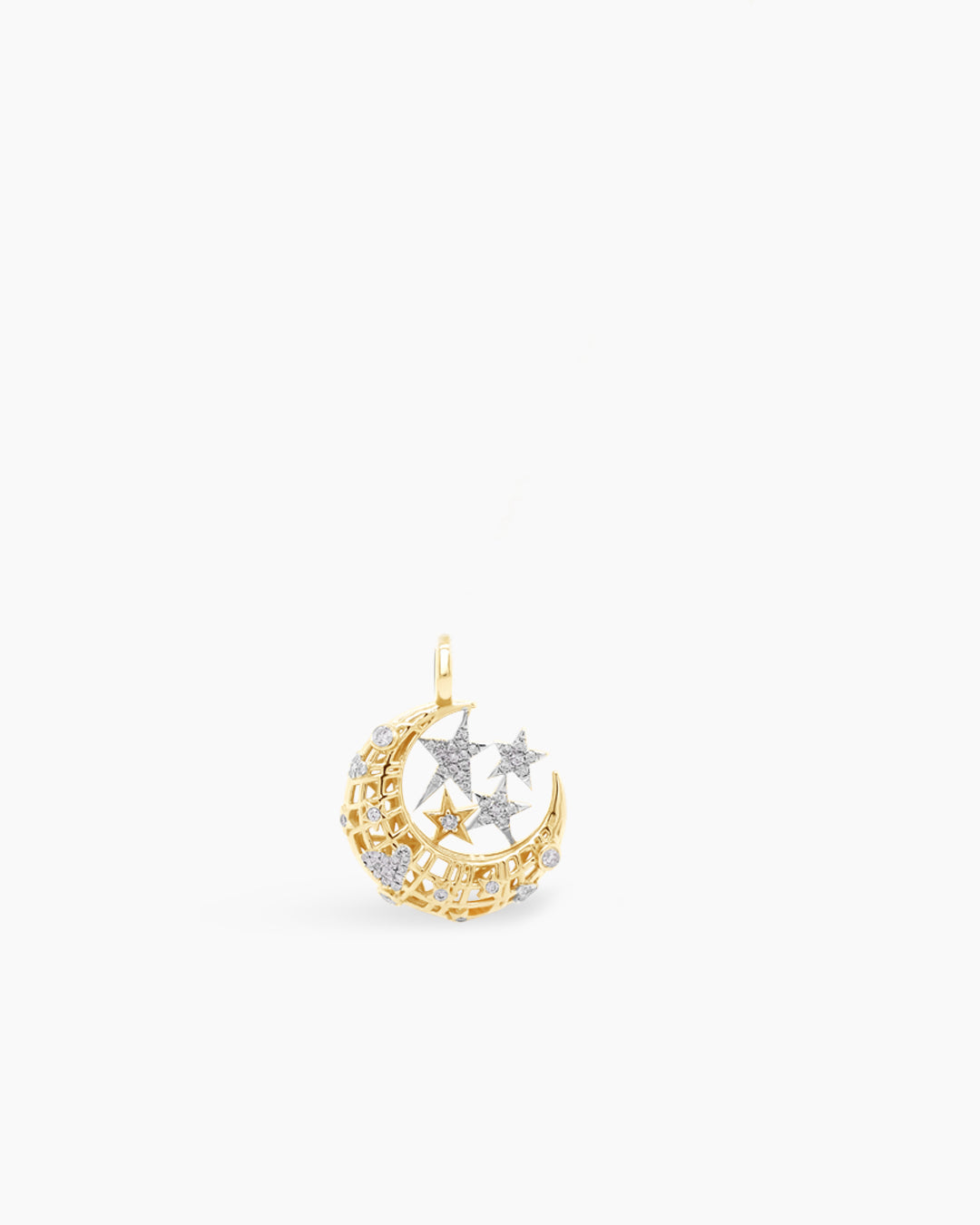 Galaxy Dream | Small Moon and Star Diamond Pendant Chain Necklace