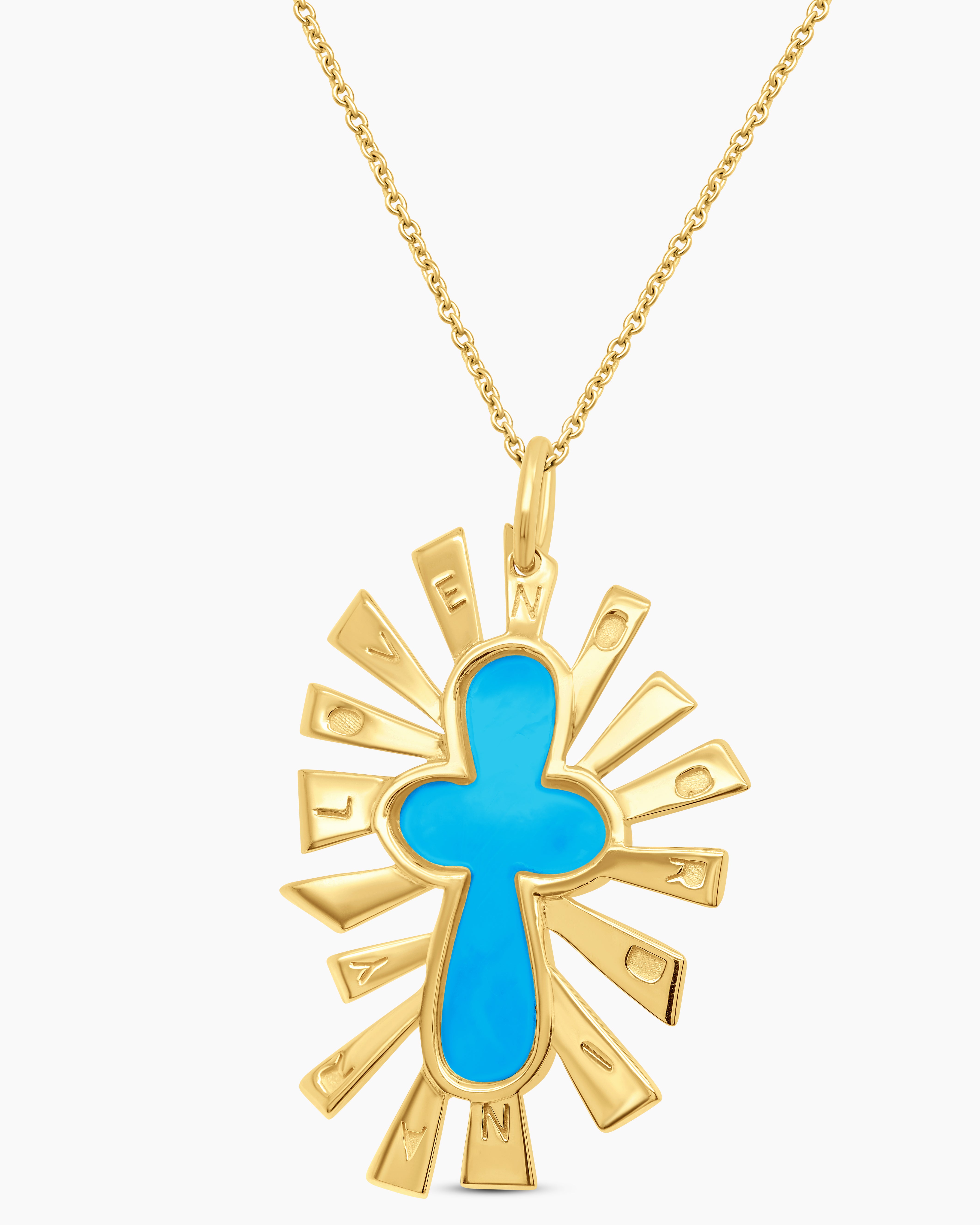 Divine Light | Turquoise and Ruby Cross Pendant Necklace