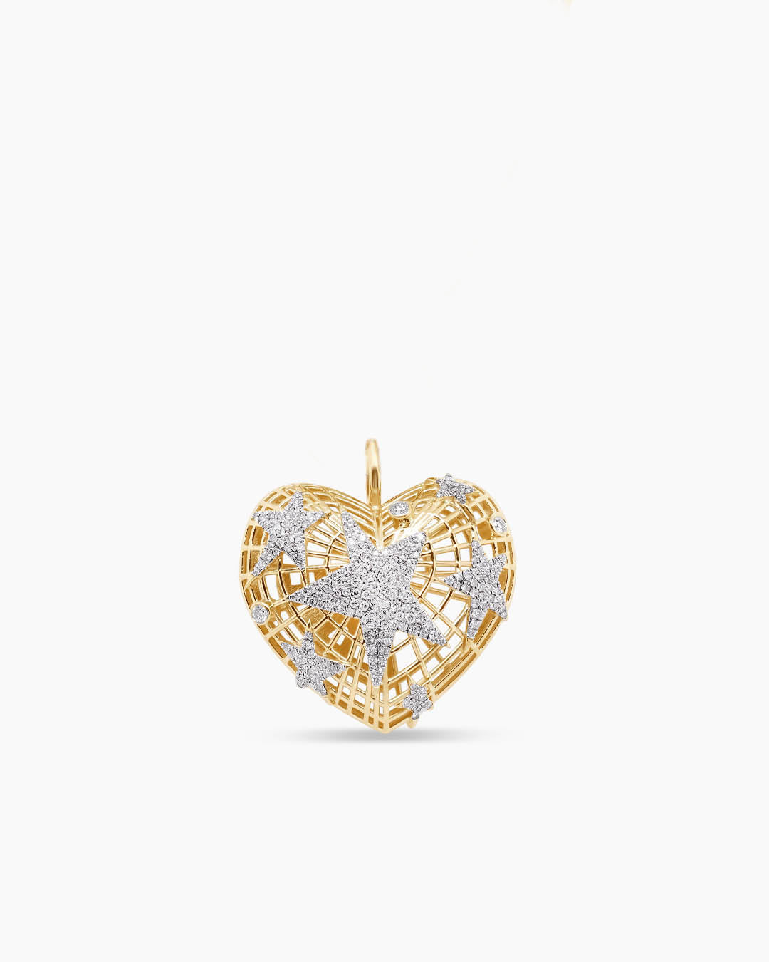 Cosmic Romance | Heart and Star Diamond Pendant Toggle Chain Necklace