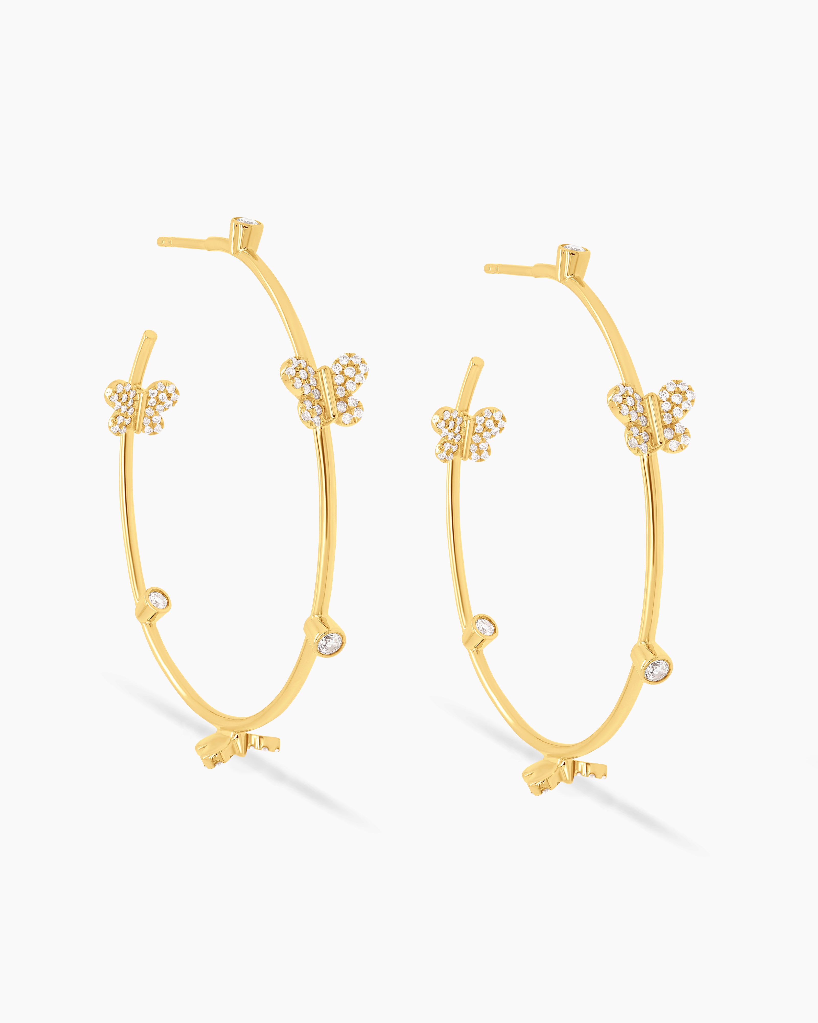 Brilliant Butterfly | Medium Diamond Butterfly Hoop Earrings