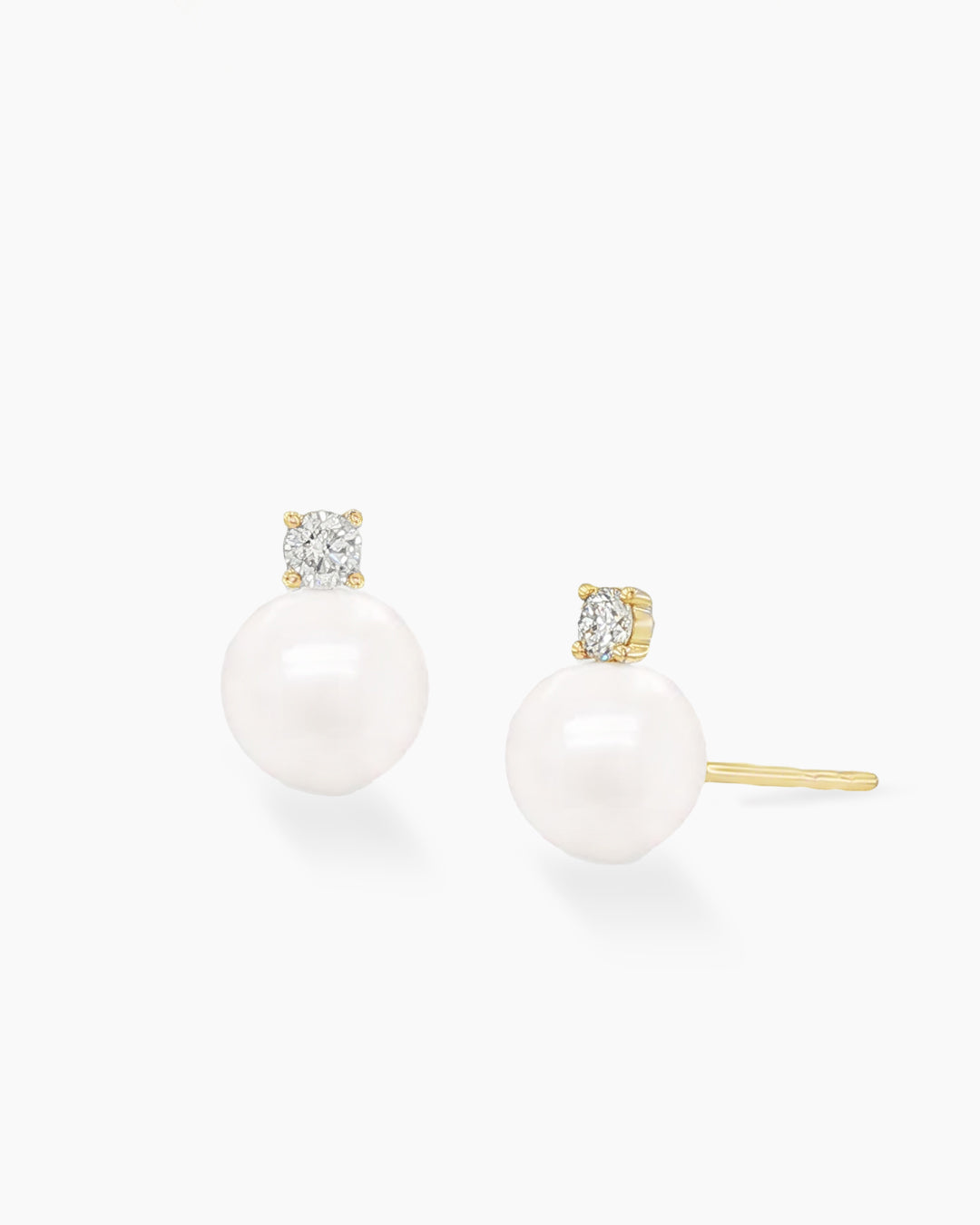 Elara | Pearl and Diamond Stud Earrings