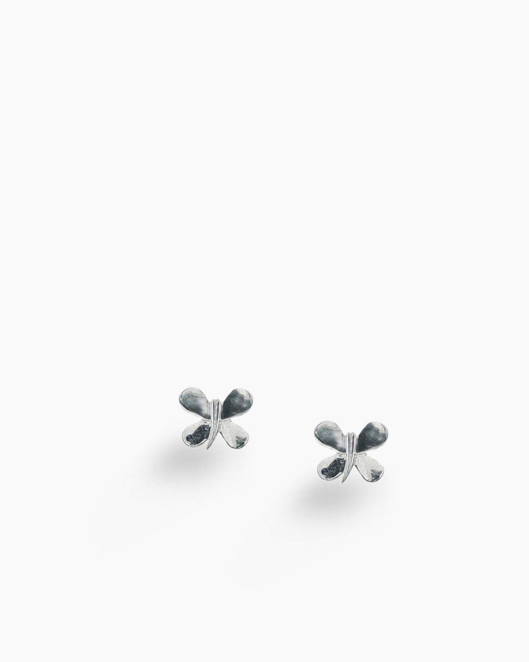 White Gold Butterfly Stud Earrings