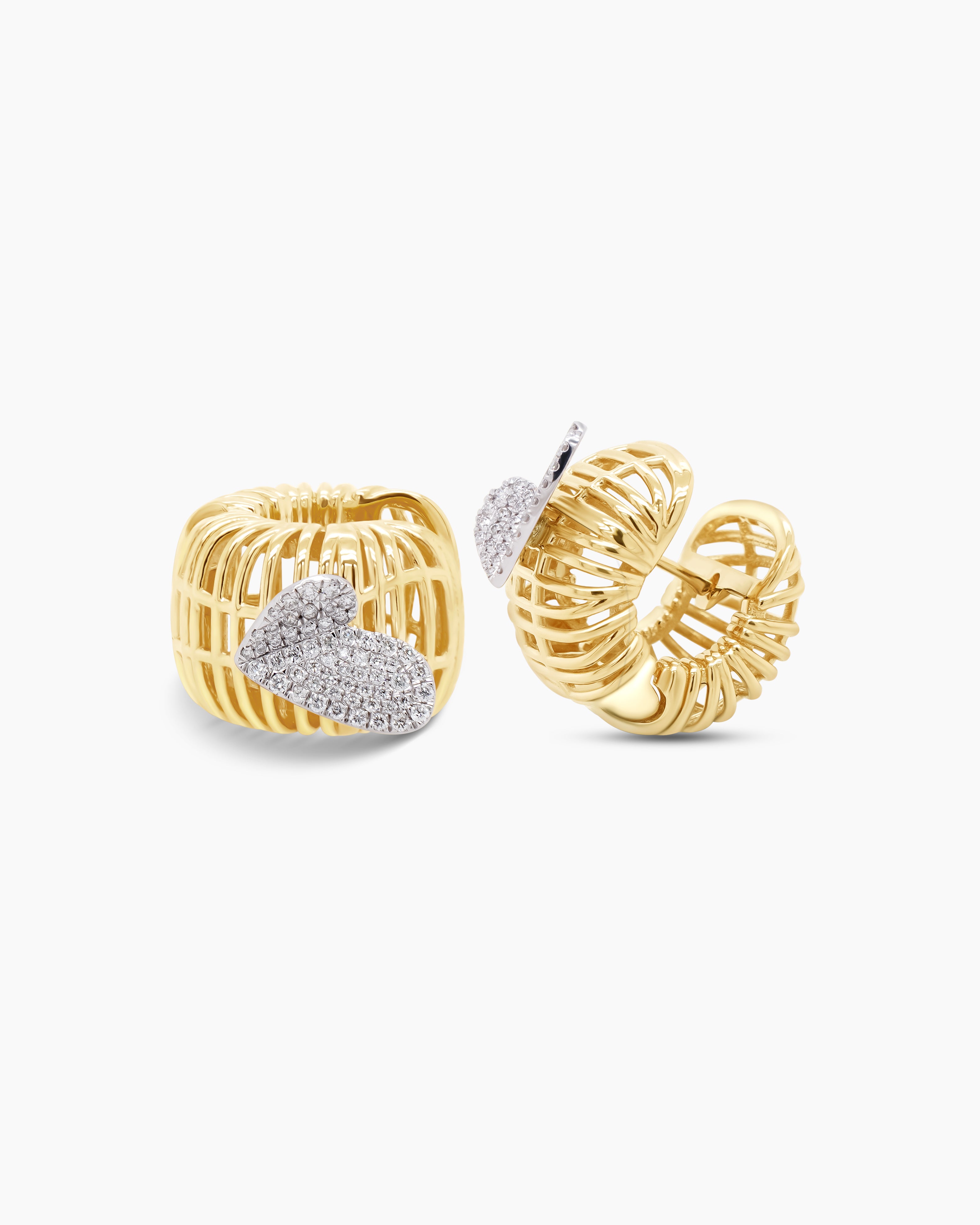 Lattice of Love | Heart Diamond Hoop Earrings