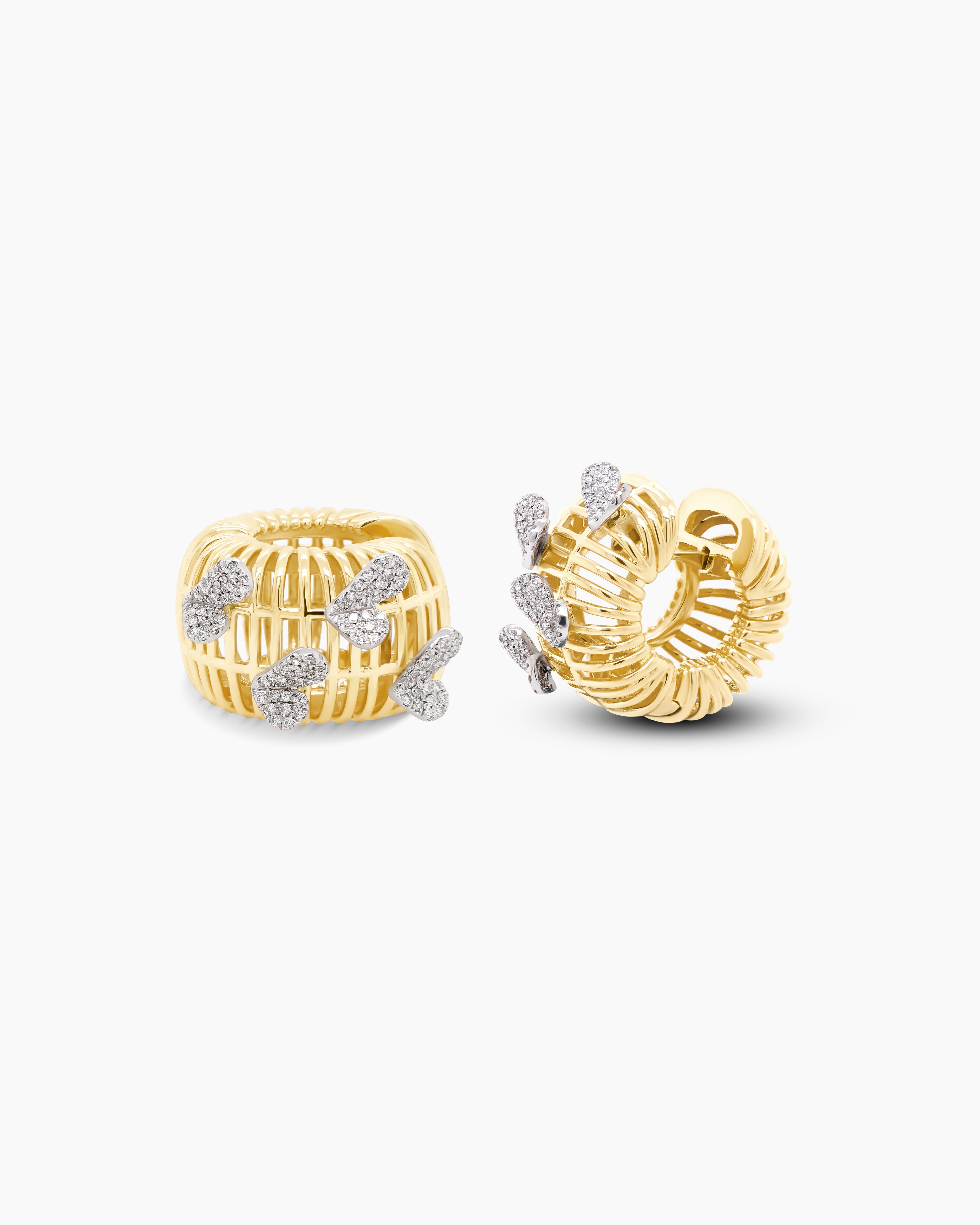 Hearts in Orbit | Multi Heart Diamond Hoop Earrings