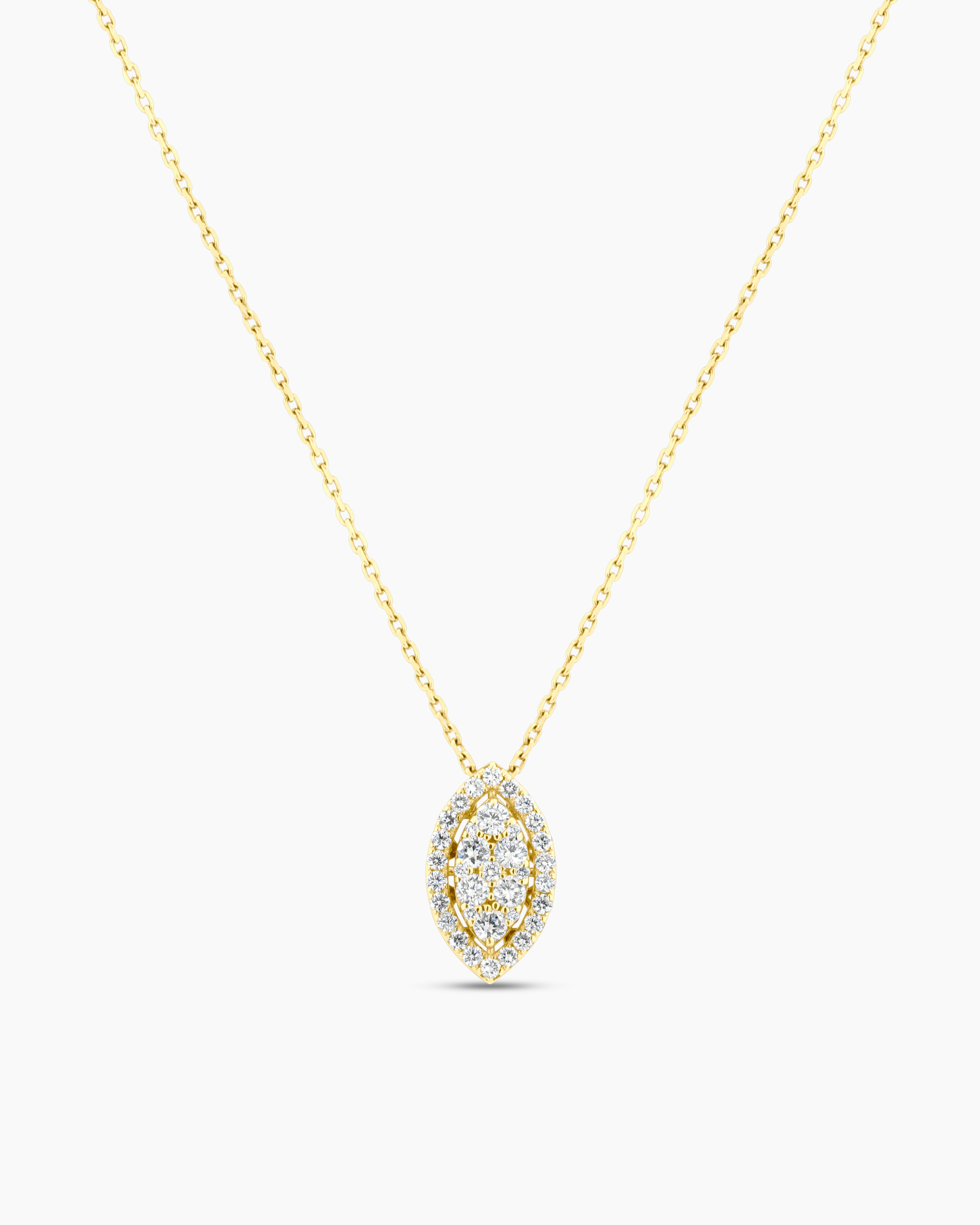 Yellow Gold Marquis Diamond Pendant Necklace