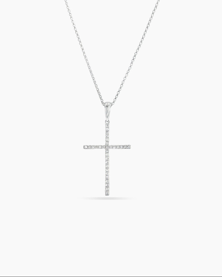 Solenne | Diamond Cross Pendant Necklace