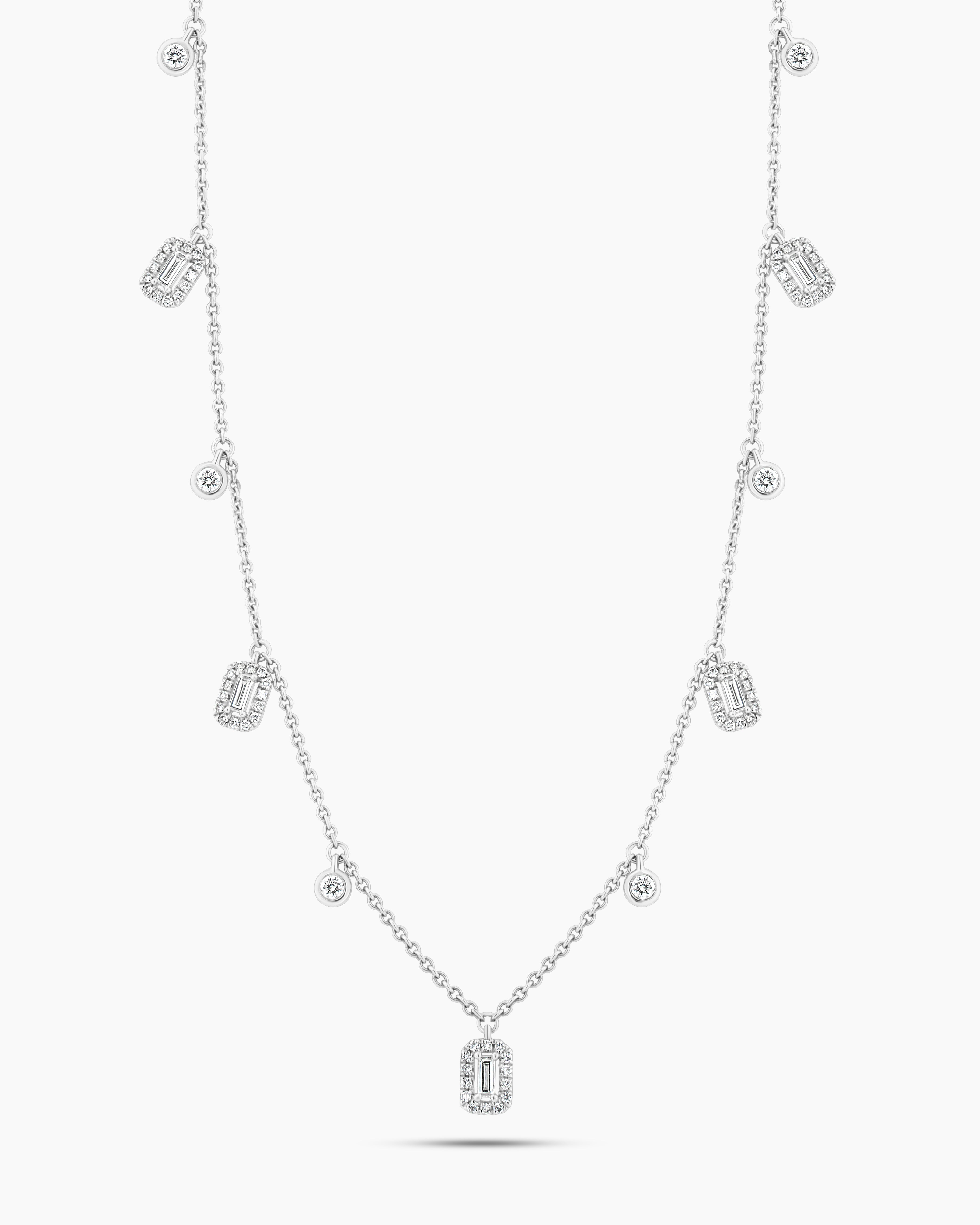 White Gold Diamond Dangle Pendant Chain Necklace