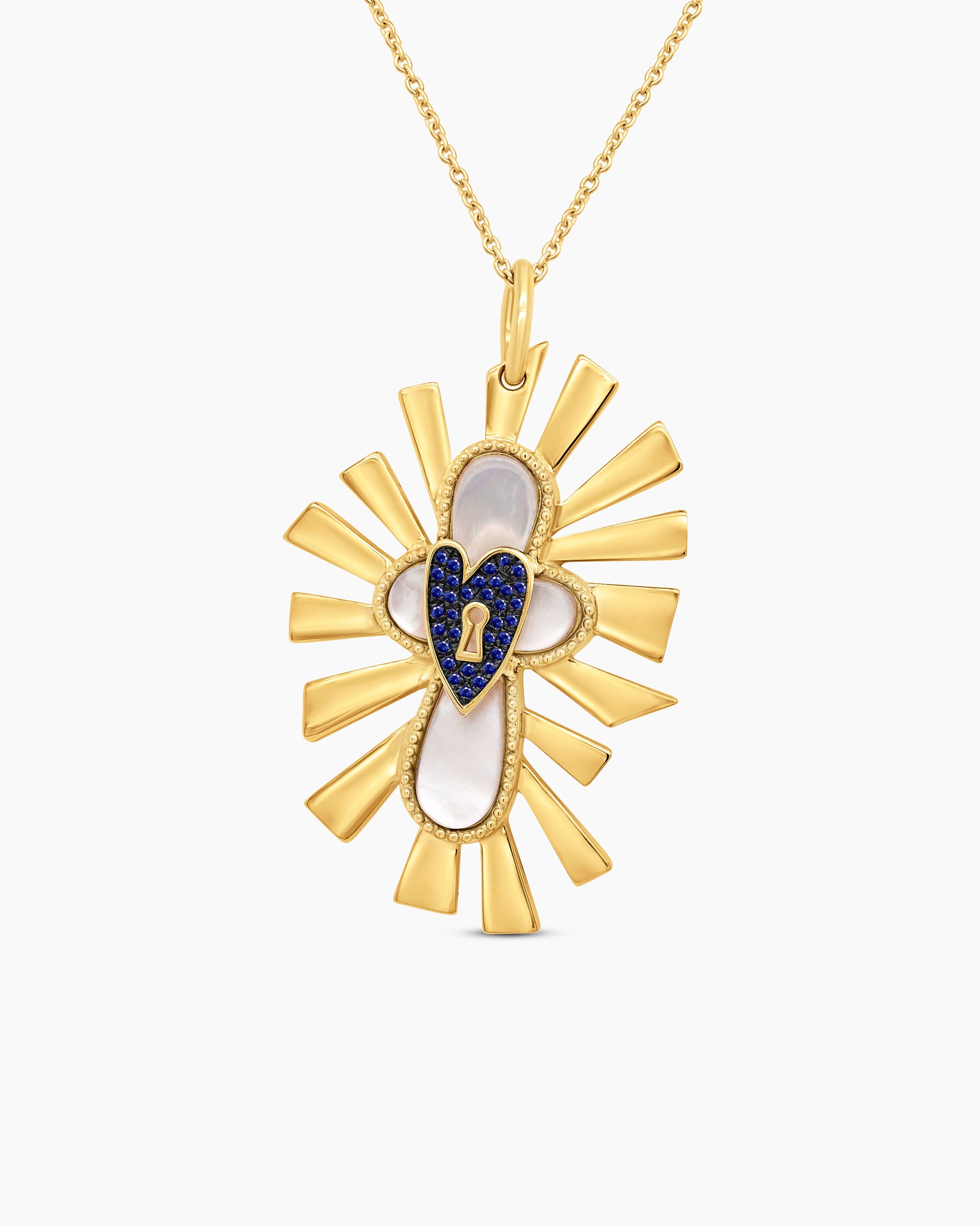 Divine Light | Mother of Pearl and Gemstone Cross Pendant Necklace