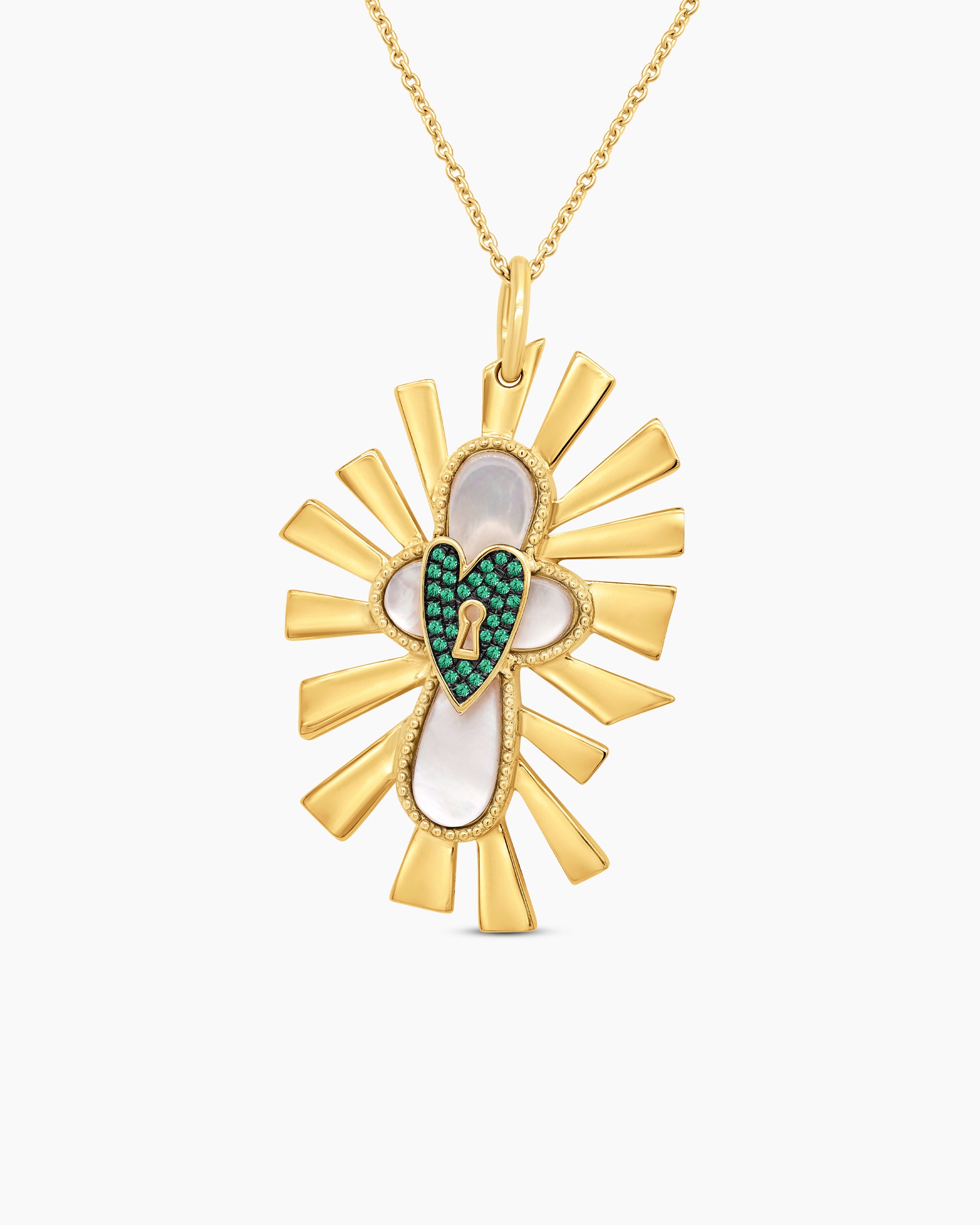 Divine Light | Mother of Pearl and Gemstone Cross Pendant Necklace