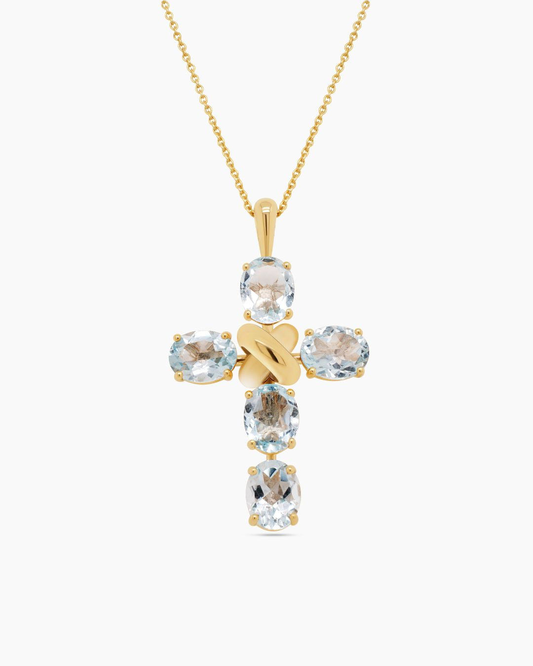 Divinity | Aquamarine Cross Pendant Necklace