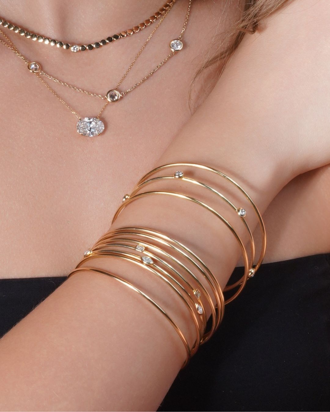 Merit | Emerald Cut Lab Diamond Bangle Bracelet