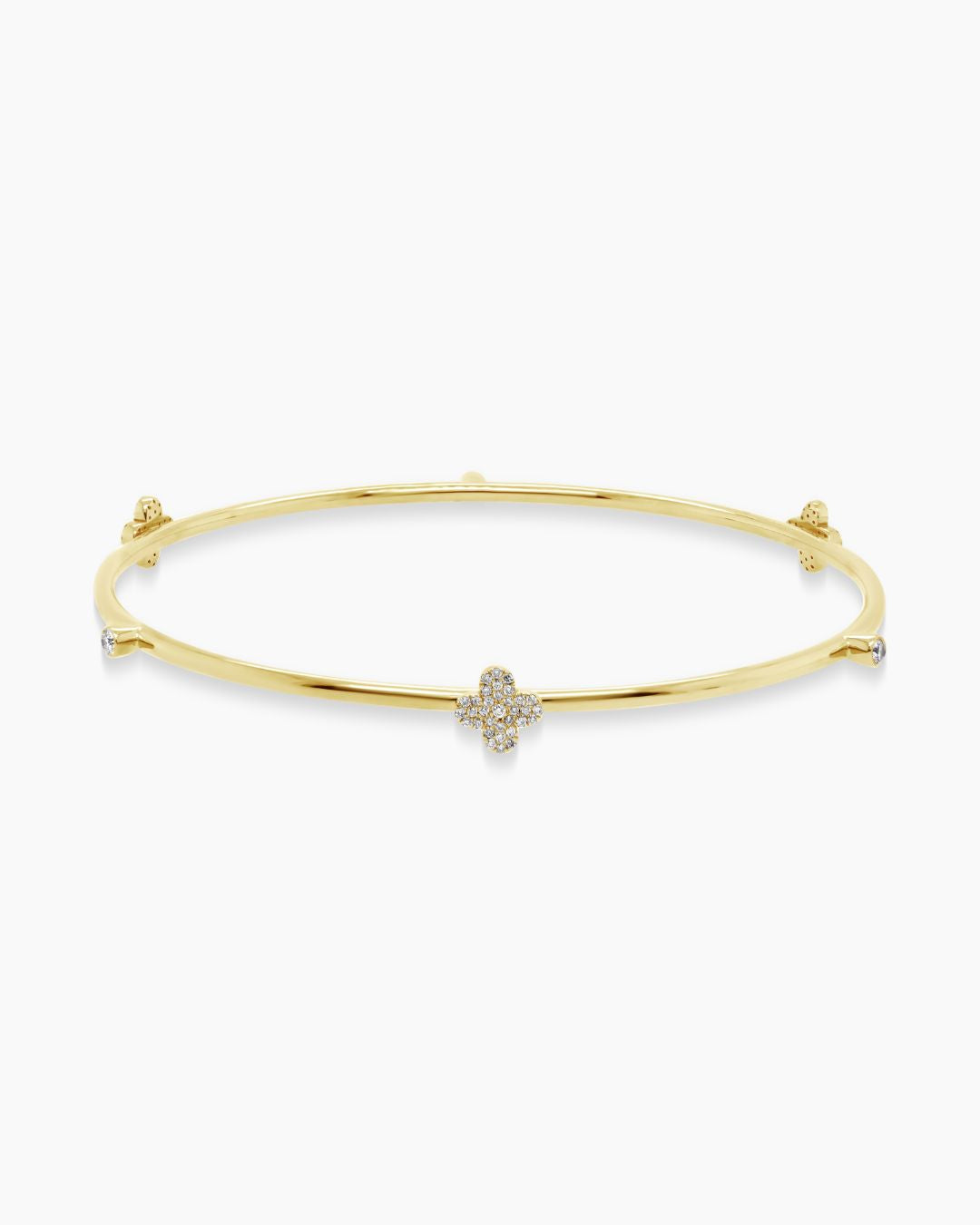 Clover Field| Diamond Clover Bangle Bracelet