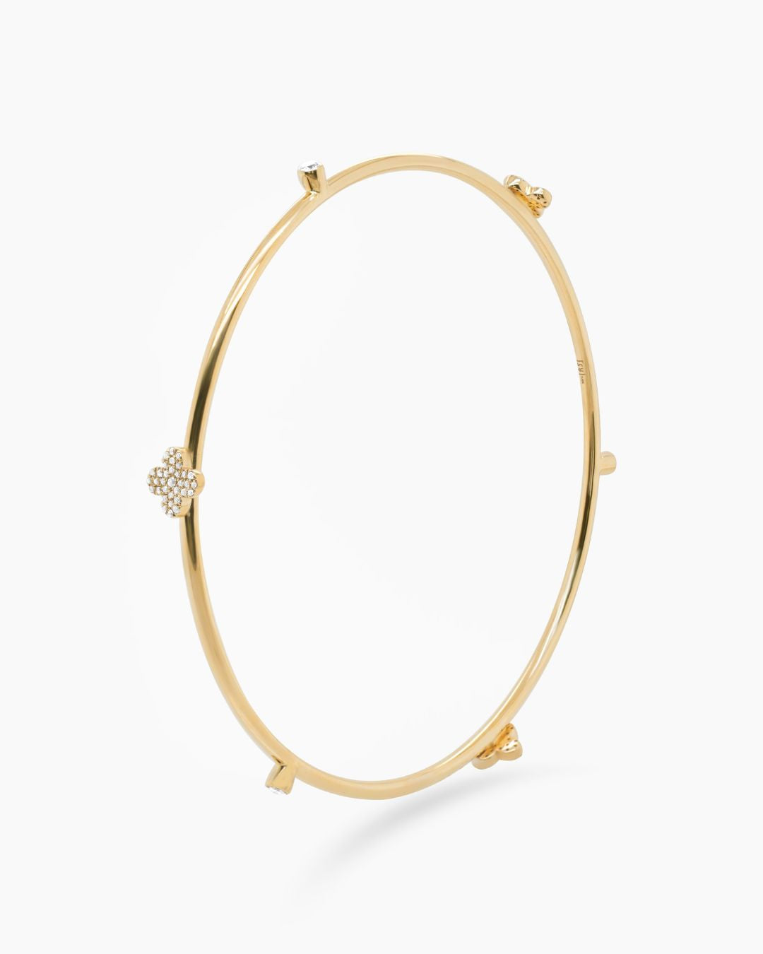 Clover Field| Diamond Clover Bangle Bracelet