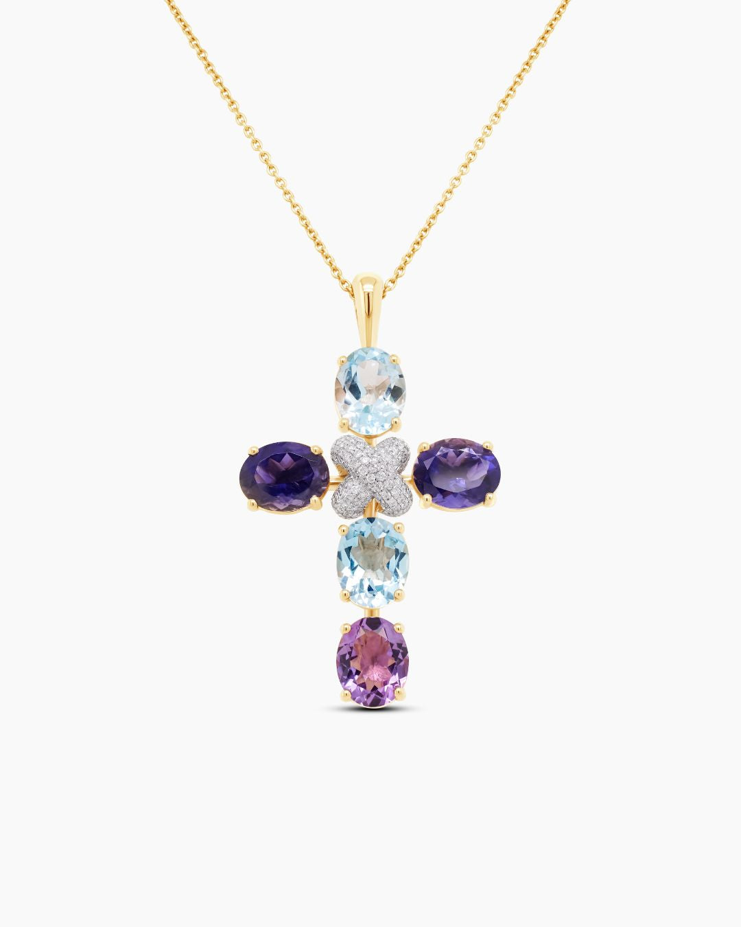 Vaticano | Multi Color Gemstone Cross Pendant Necklace
