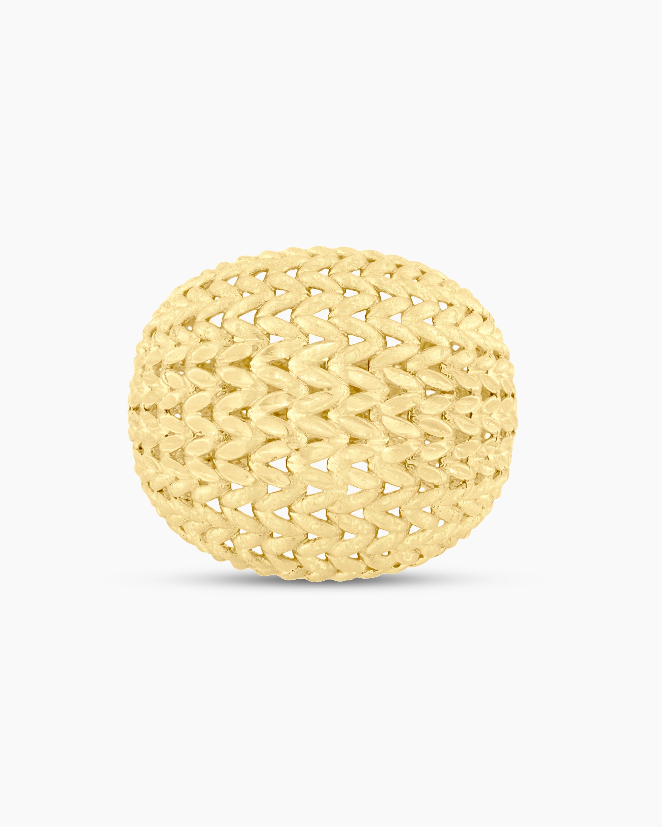 Yellow Gold Dome Basket Weave Statement Ring