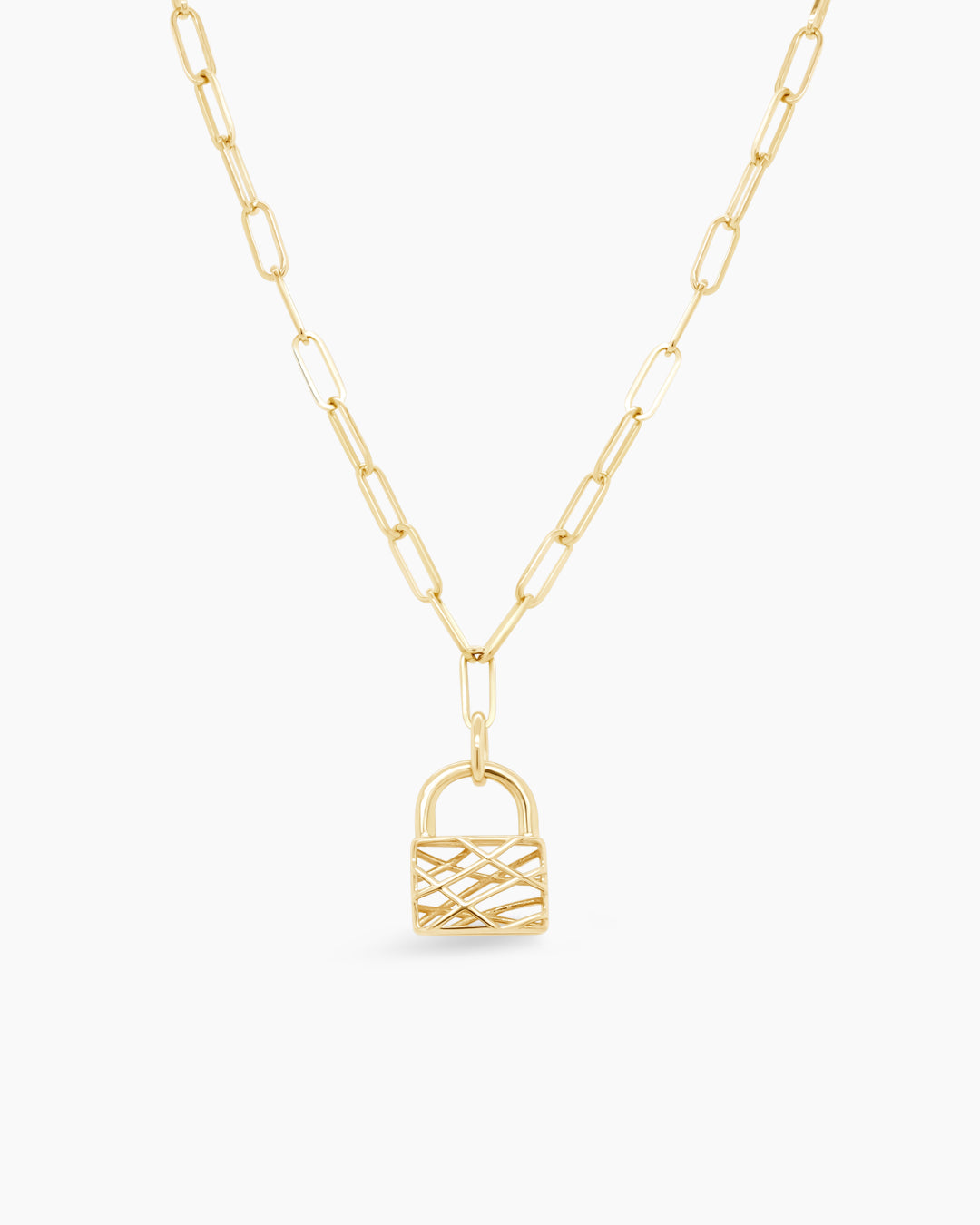 Woven Trail | Mini Locket Pendant Paperclip Chain Necklace