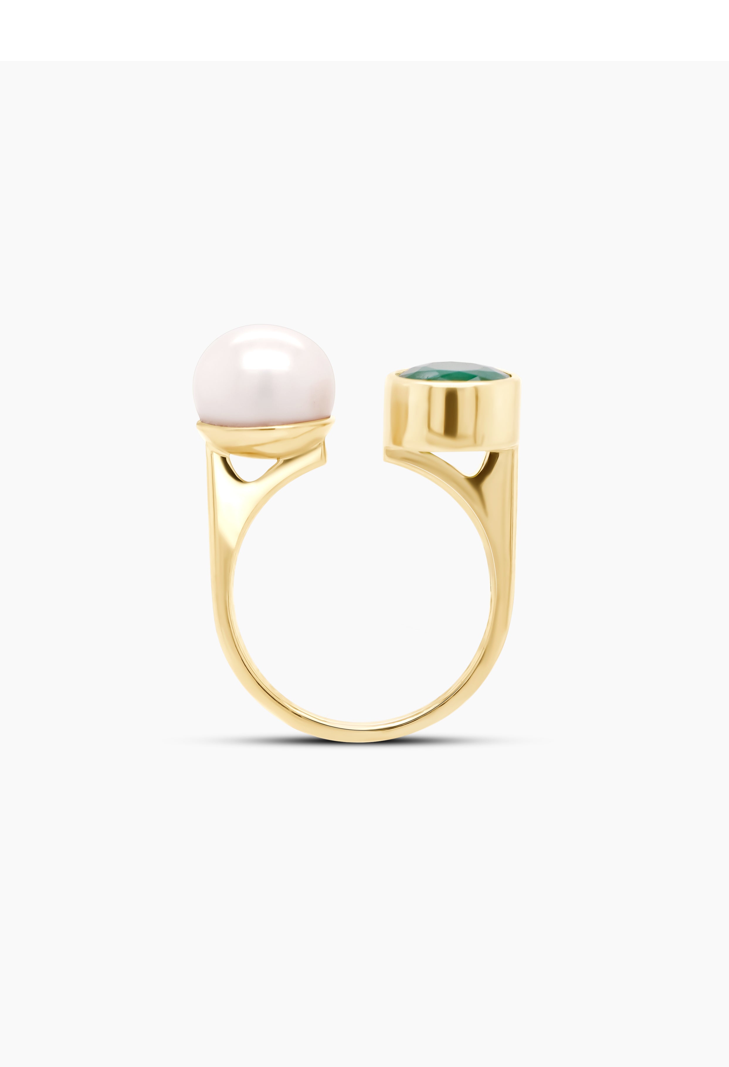 Emerald Cove | Emerald and Pearl Open Ring