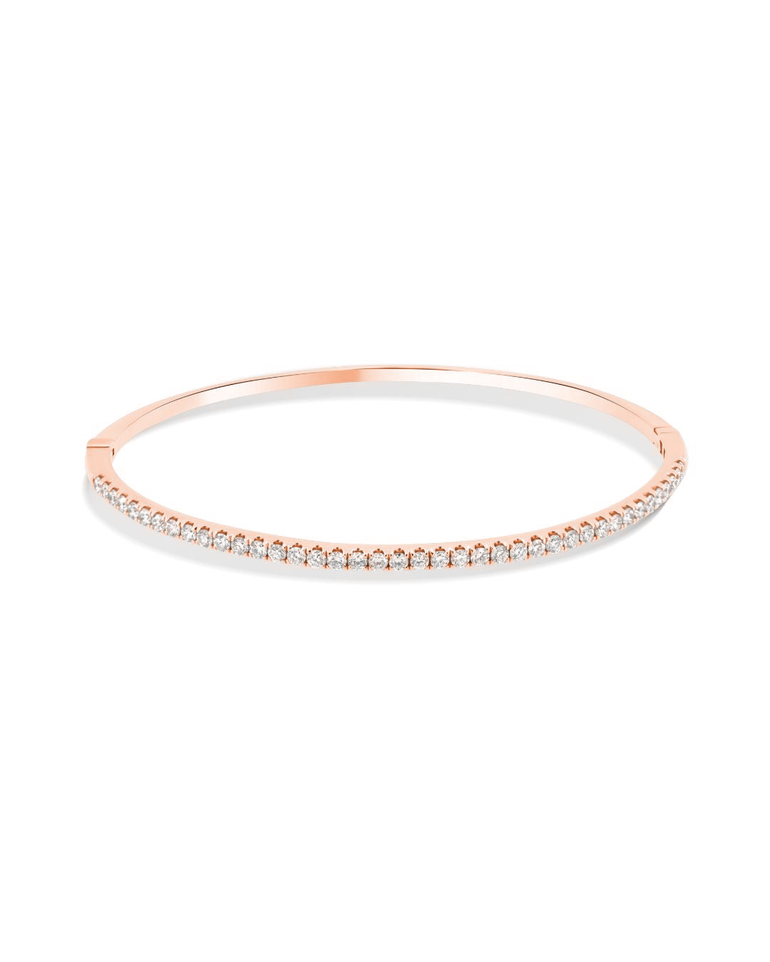 Rose Gold Single Row Diamond Pave Hinge Bangle Bracelet