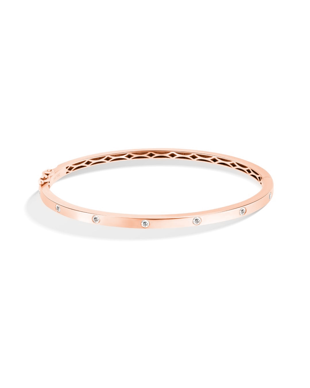 Rose Gold Diamond Thin Hinge Bangle Bracelet