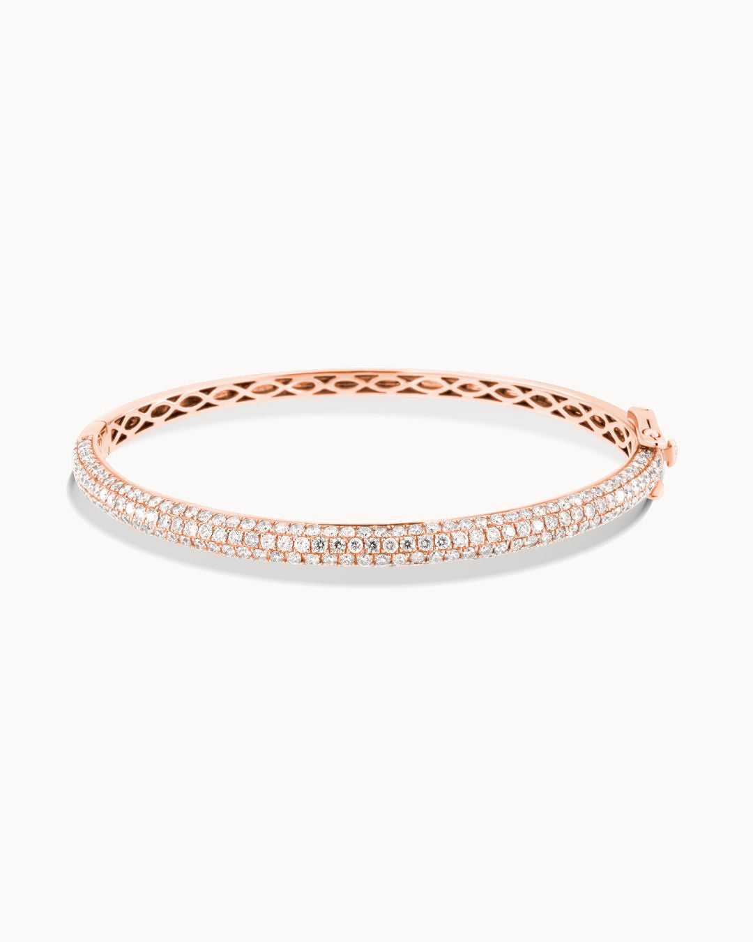 Rose Gold Diamond Pave Hinge Bangle Bracelet