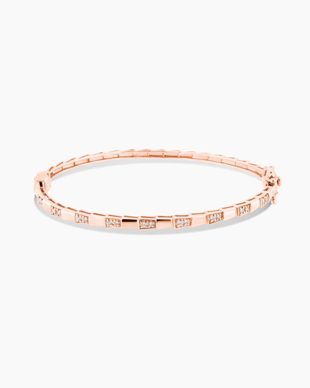 Rose Gold Diamond Textured Hinge Bangle Bracelet