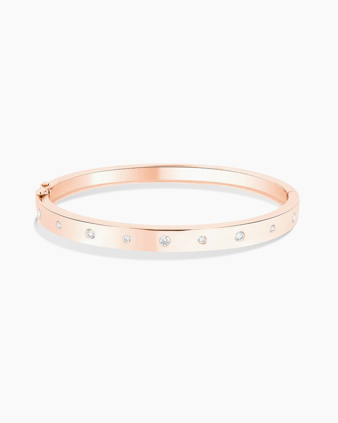 Rose Gold and Diamond Thick Hinge Bangle Bracelet