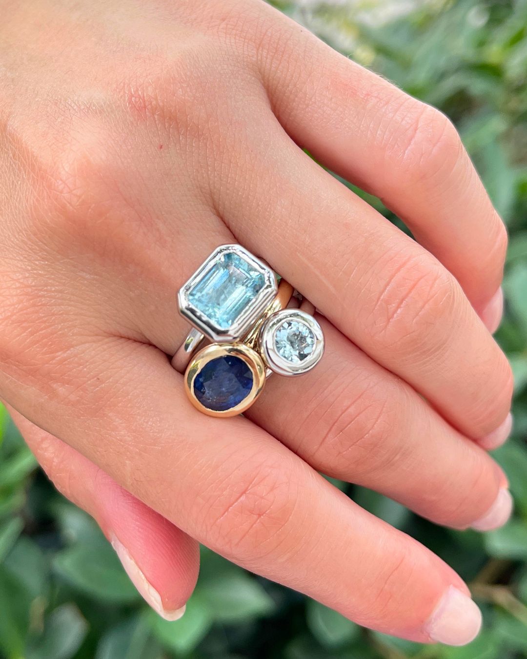 Splash | Round Aquamarine Stackable Ring