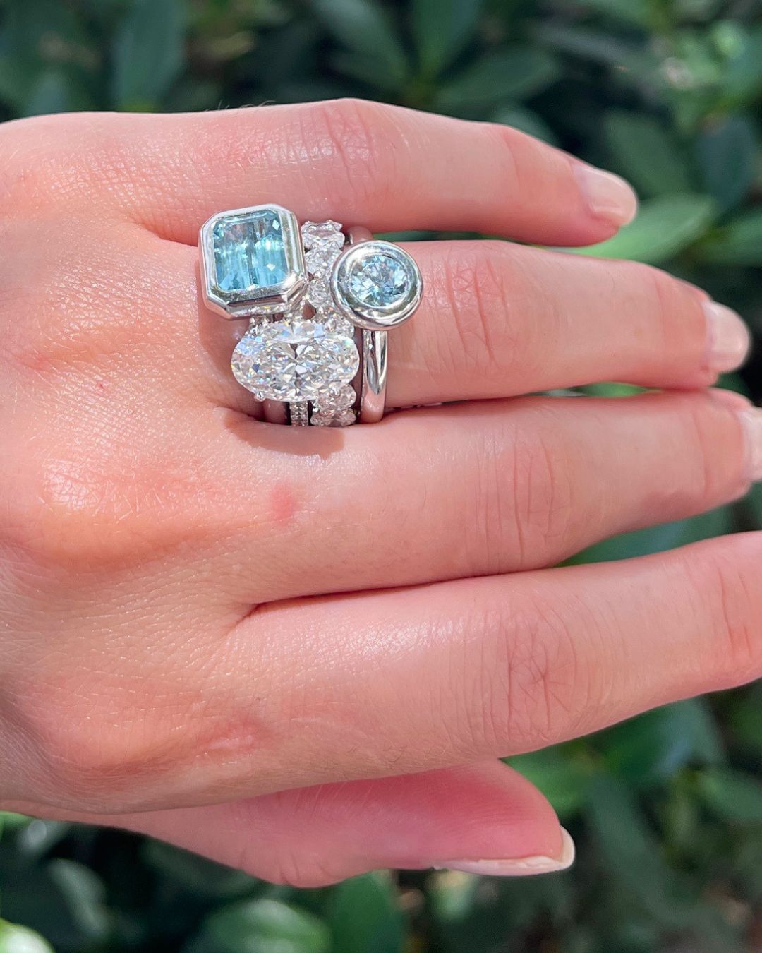 Splash | Round Aquamarine Stackable Ring