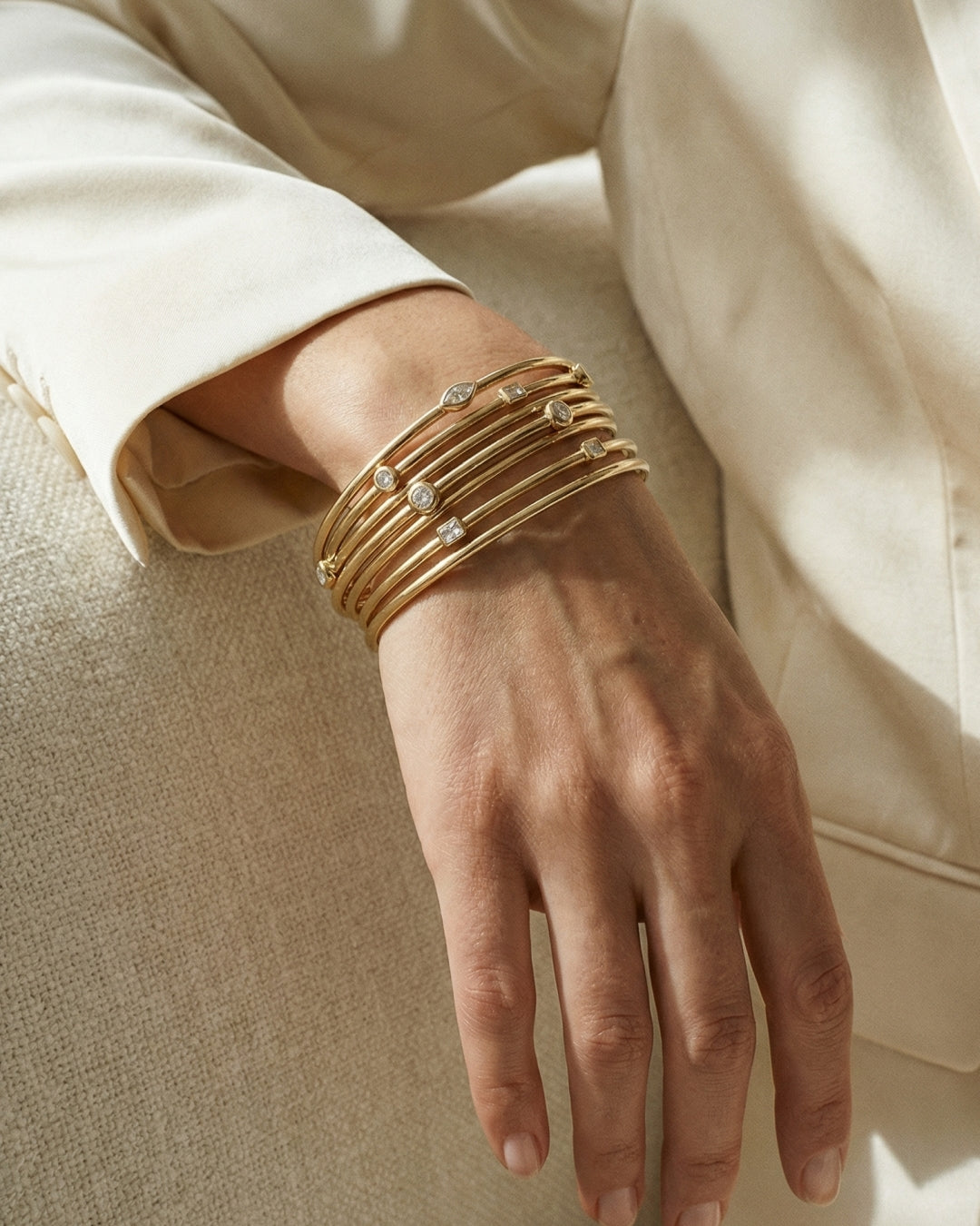 Merit | Emerald Cut Lab Diamond Bangle Bracelet