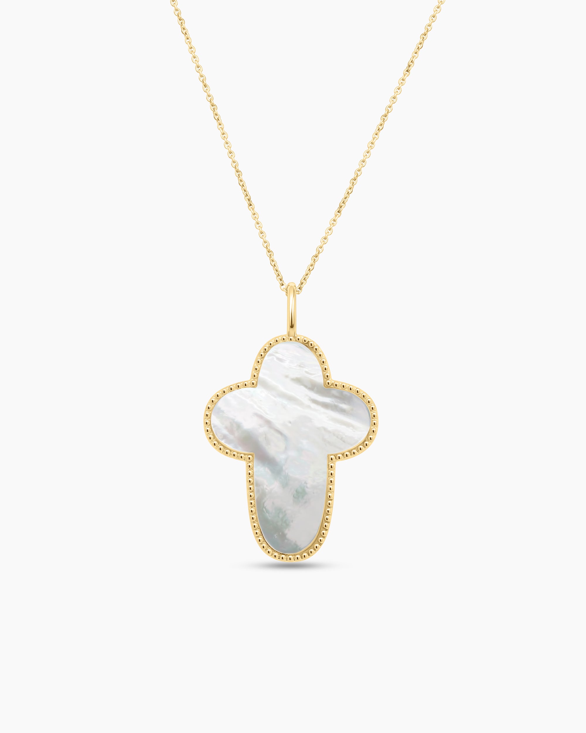 Mother-of-Pearl Cross Pendant Necklace