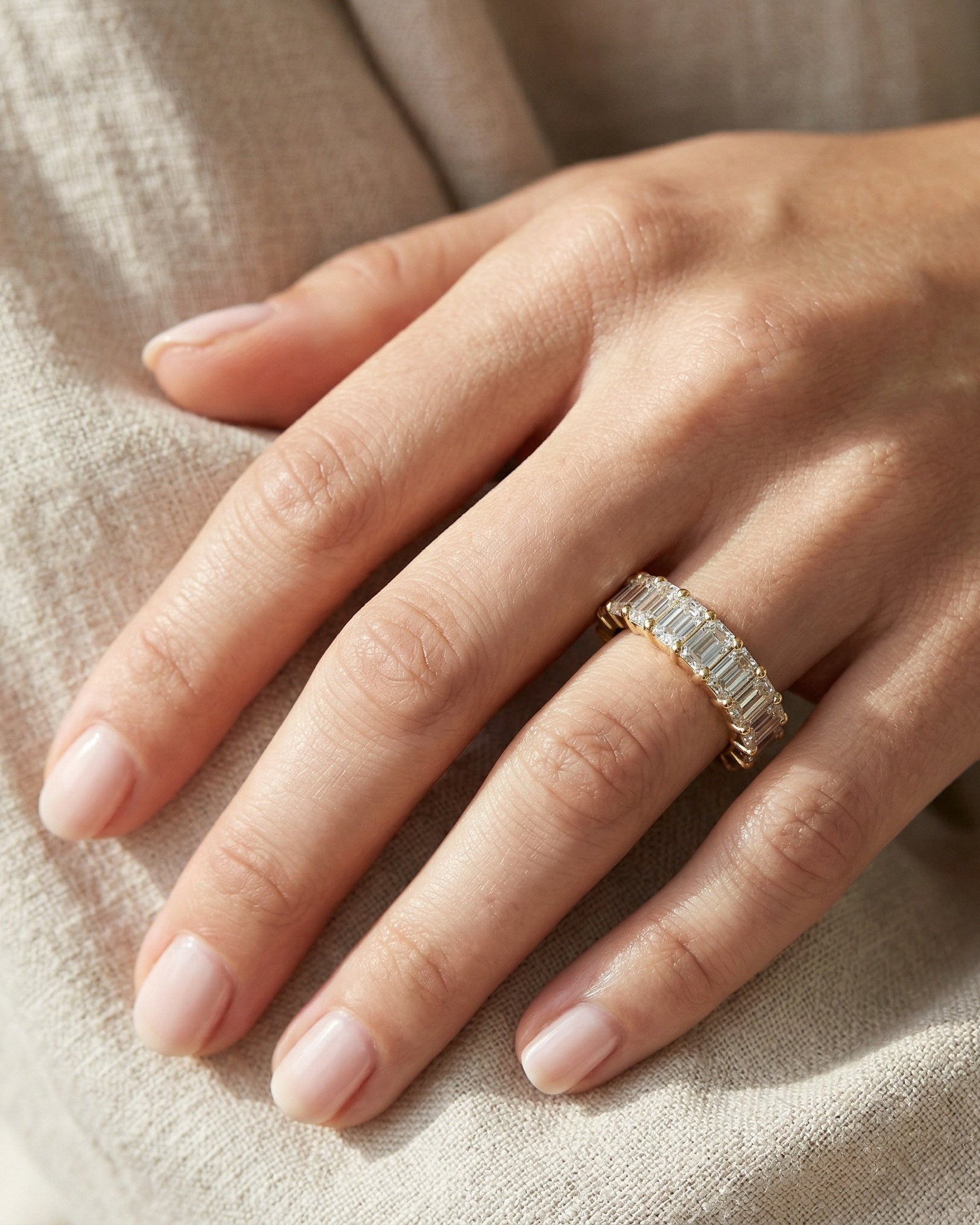 Embrace | Emerald Cut Halfway Lab Diamond Band Ring