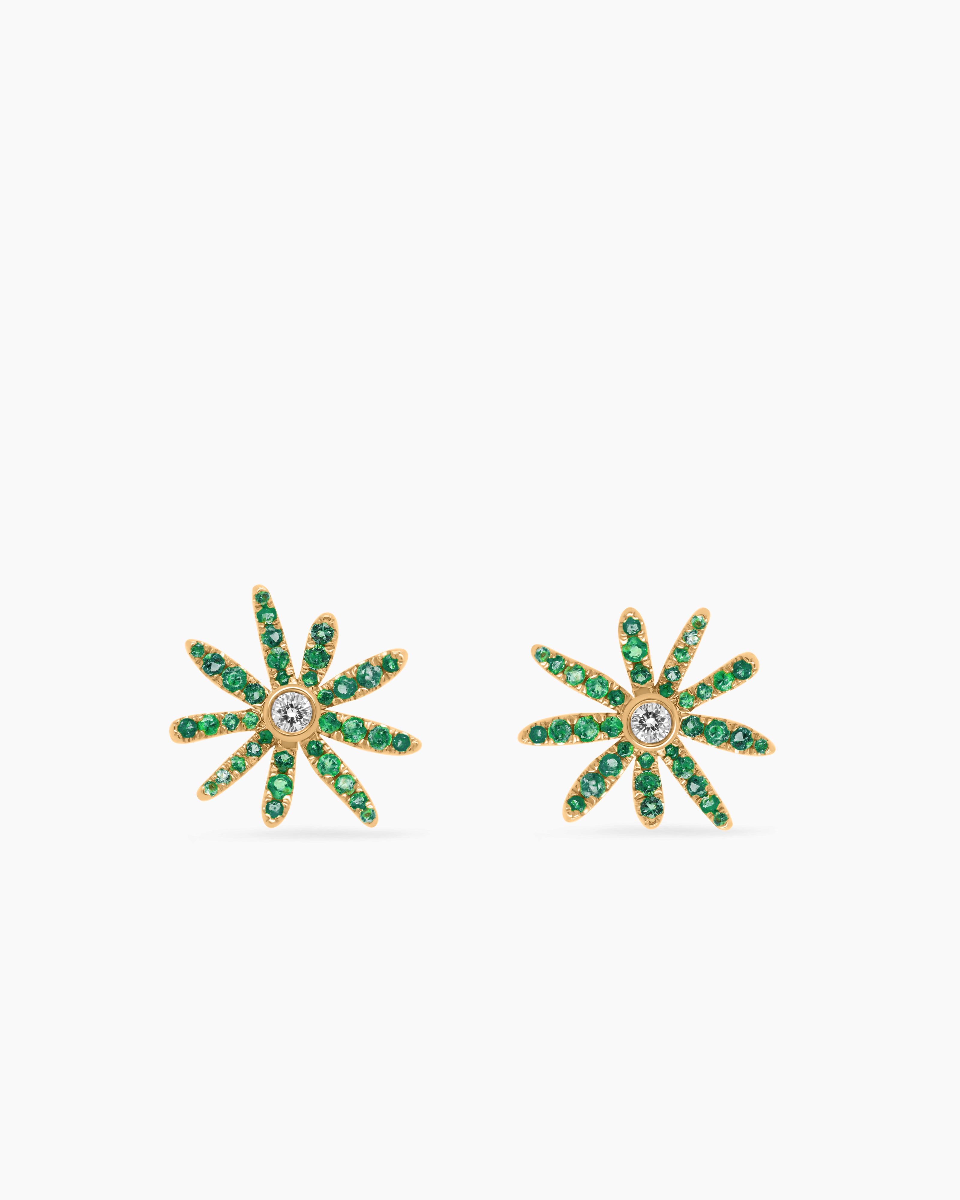Emerald Palm Stud Earrings