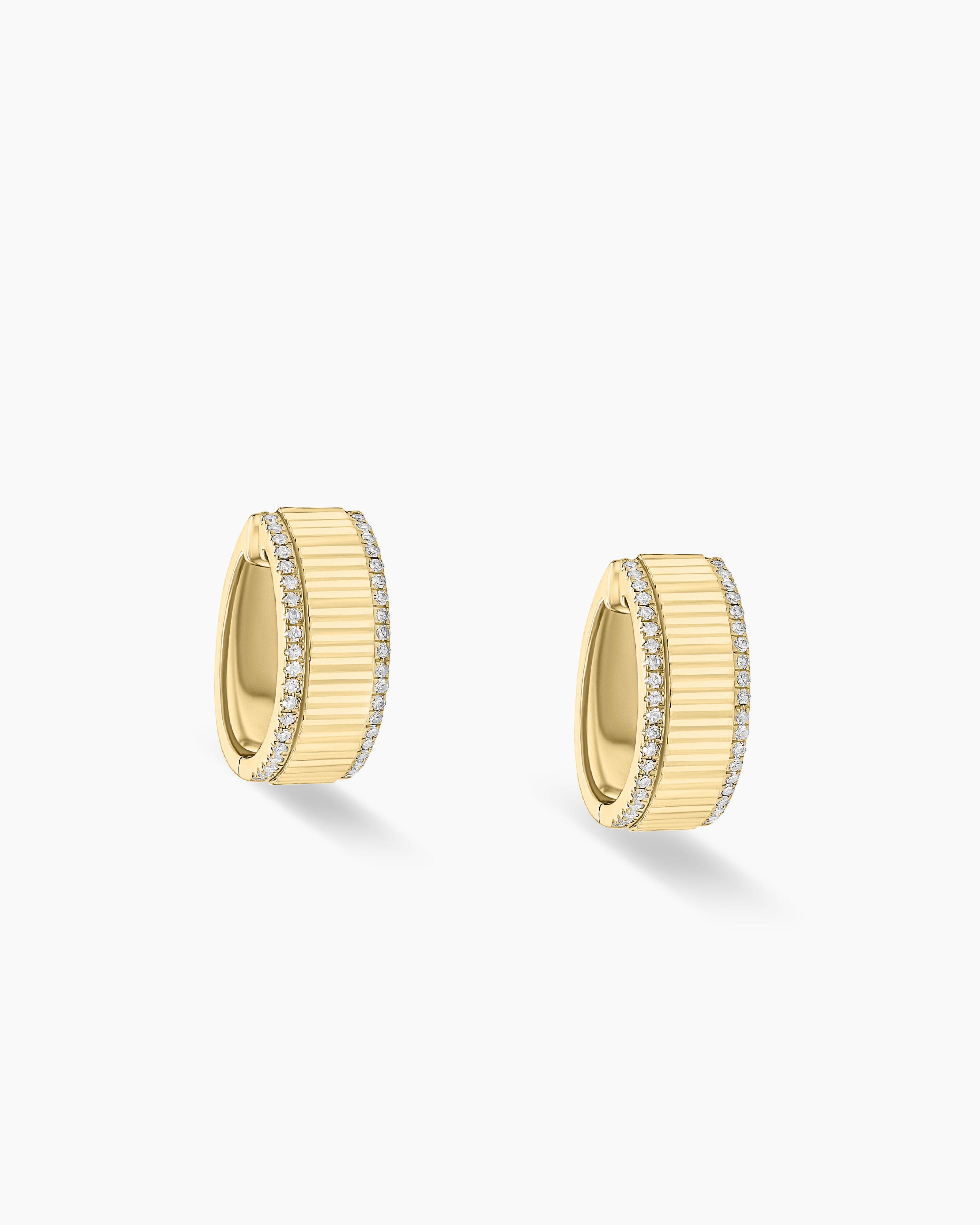 Textured Diamond Hoop Earrings