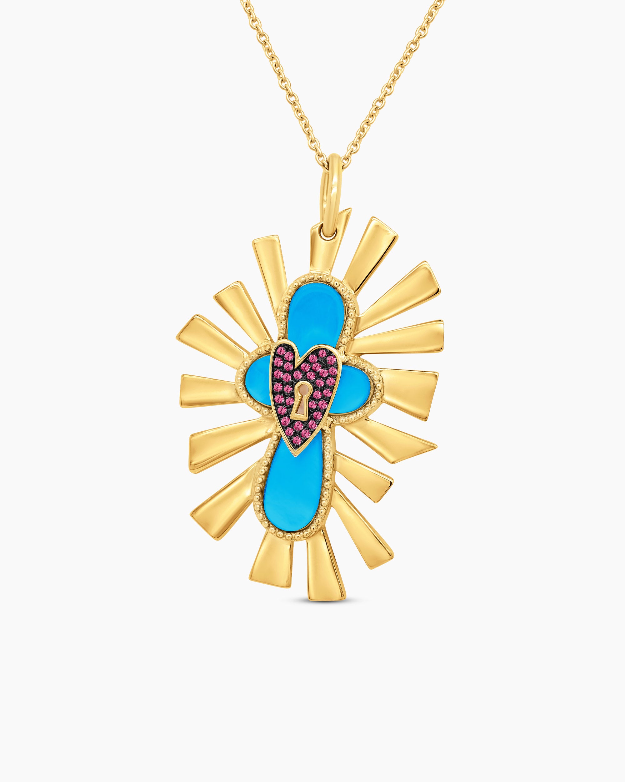 Turquoise Statement Cross Pendant 