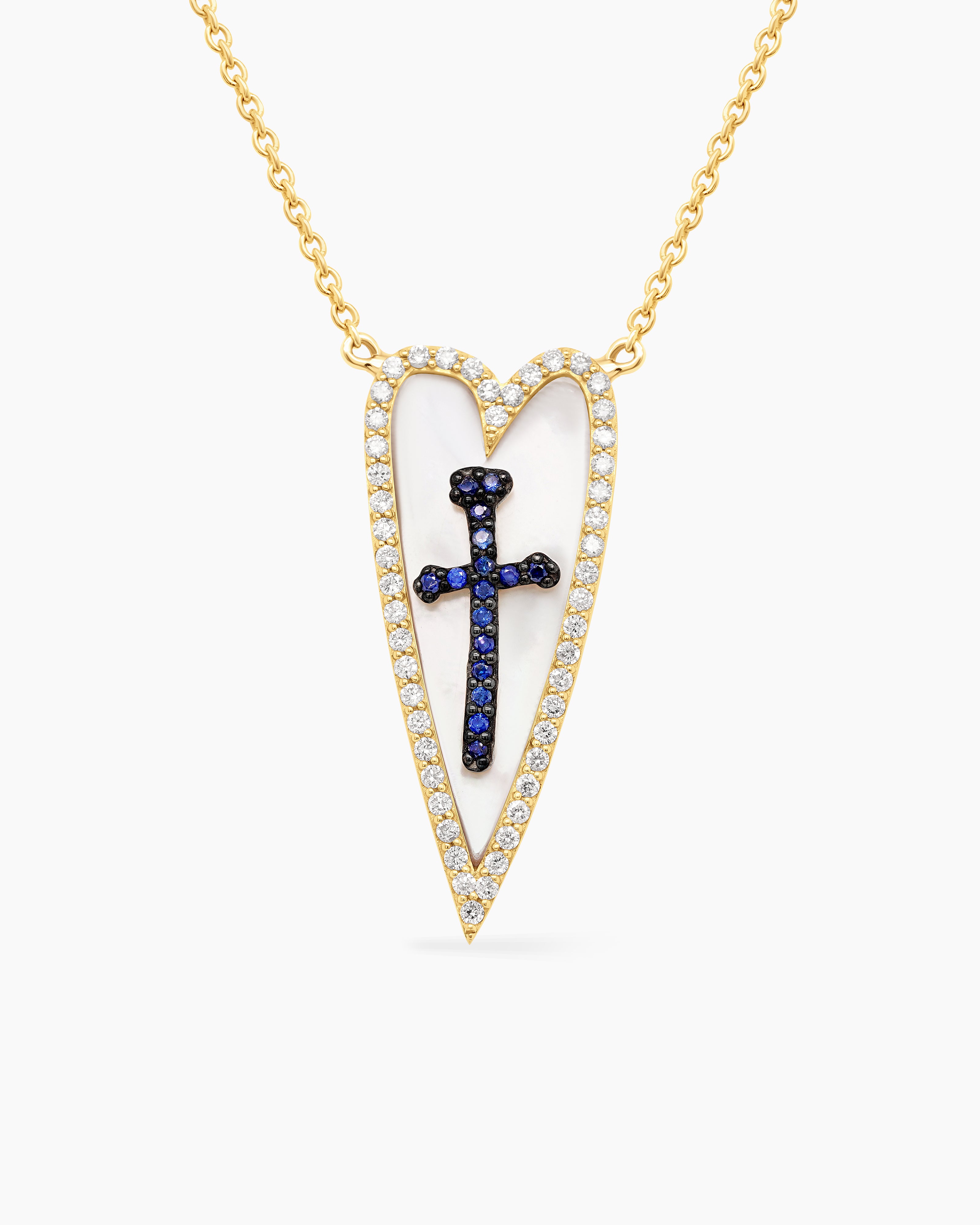 Mother of Pearl and Gemstone Heart Pendant Necklace
