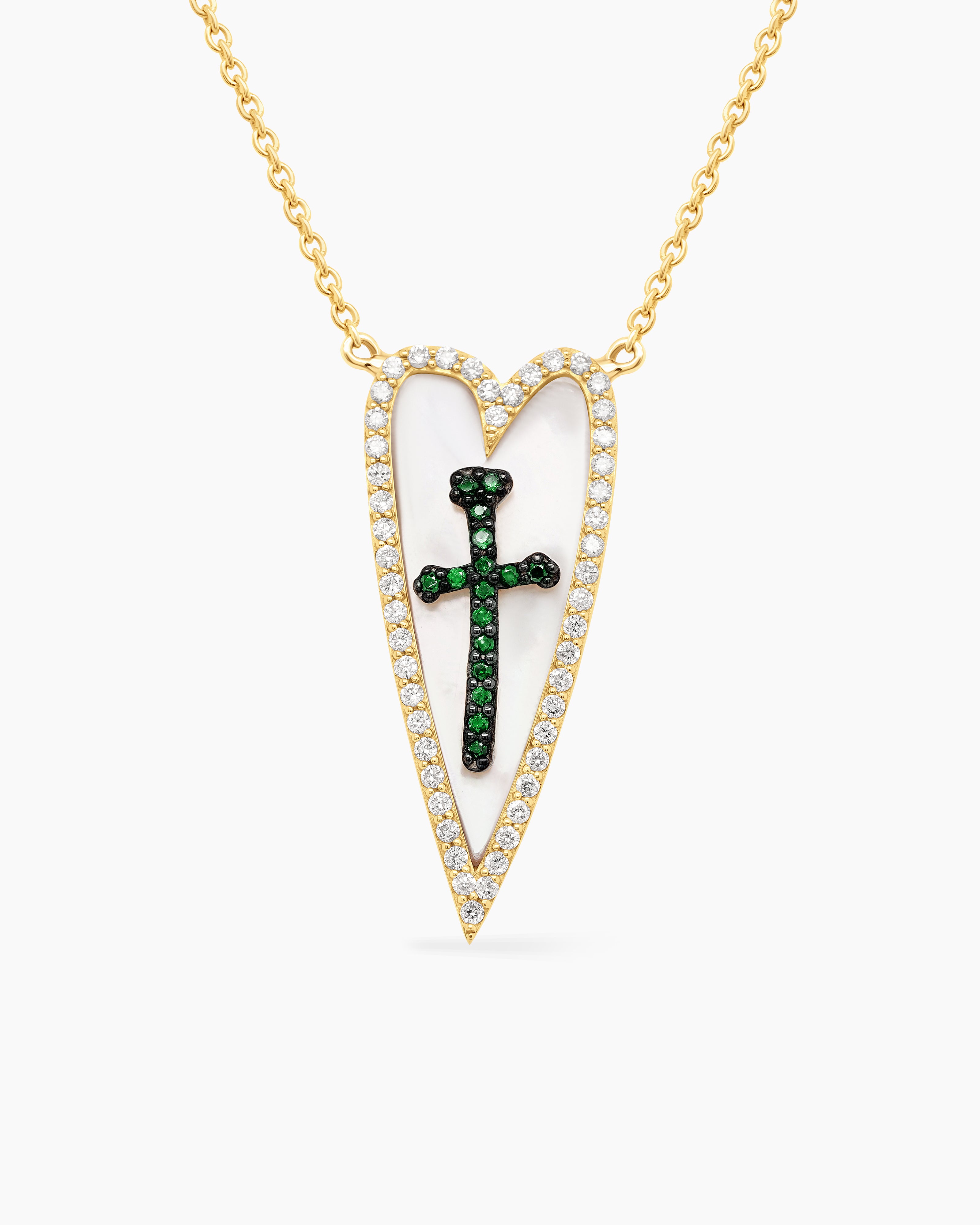 Mother of Pearl and Gemstone Heart Pendant Necklace