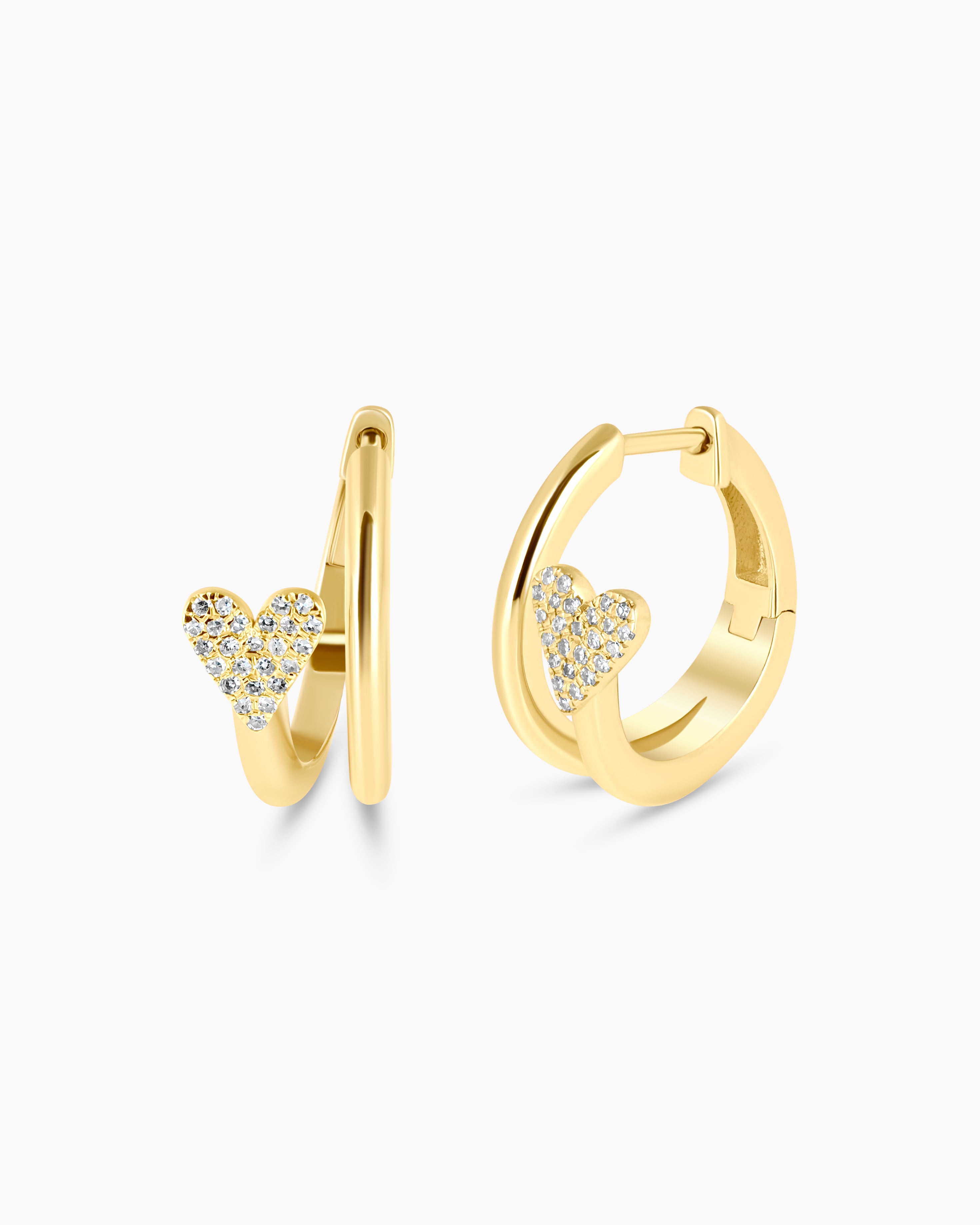 Happy Hearts | Mini Diamond Heart Hoop Earrings