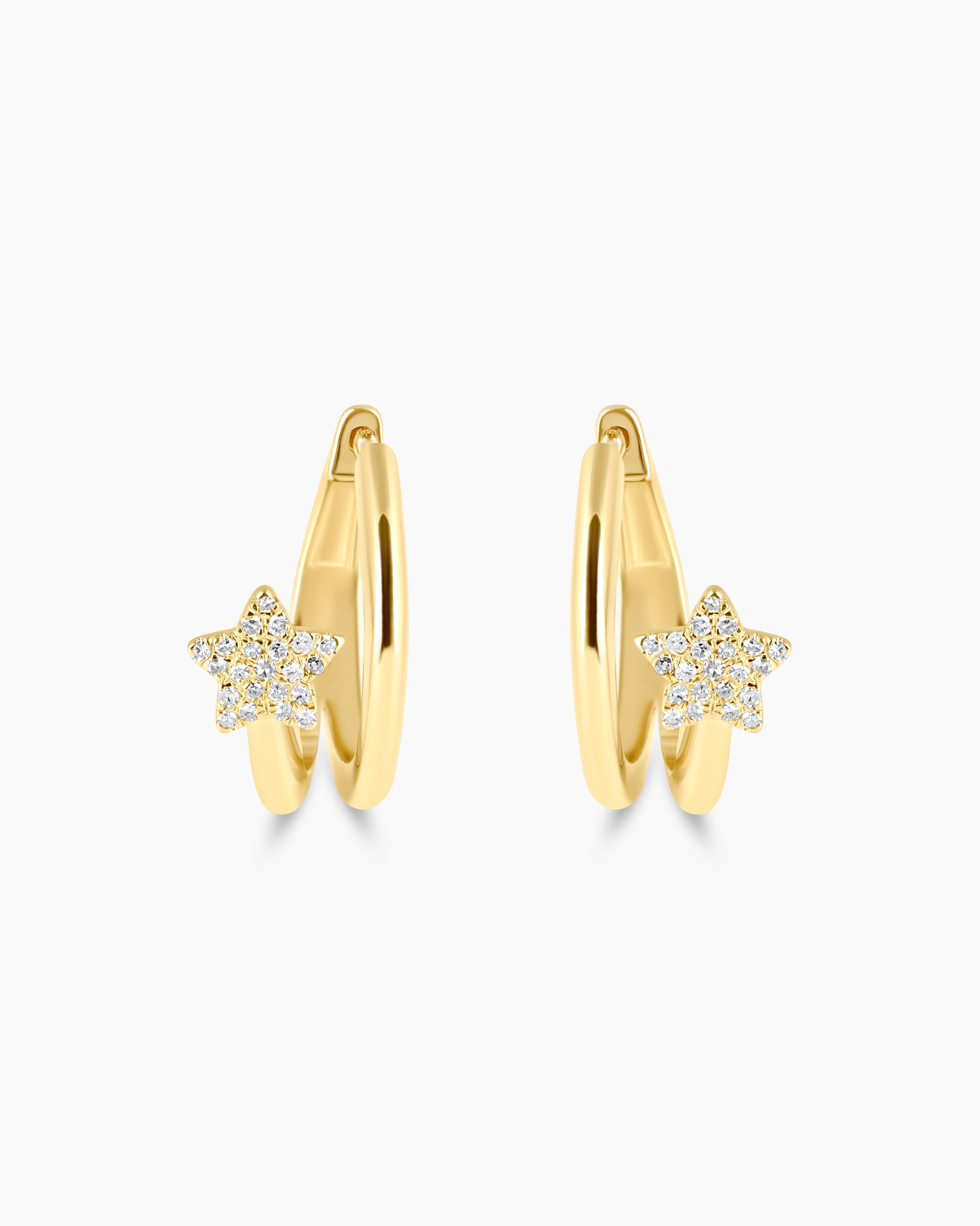 Lucky Star | Mini Diamond Star Hoop Earrings