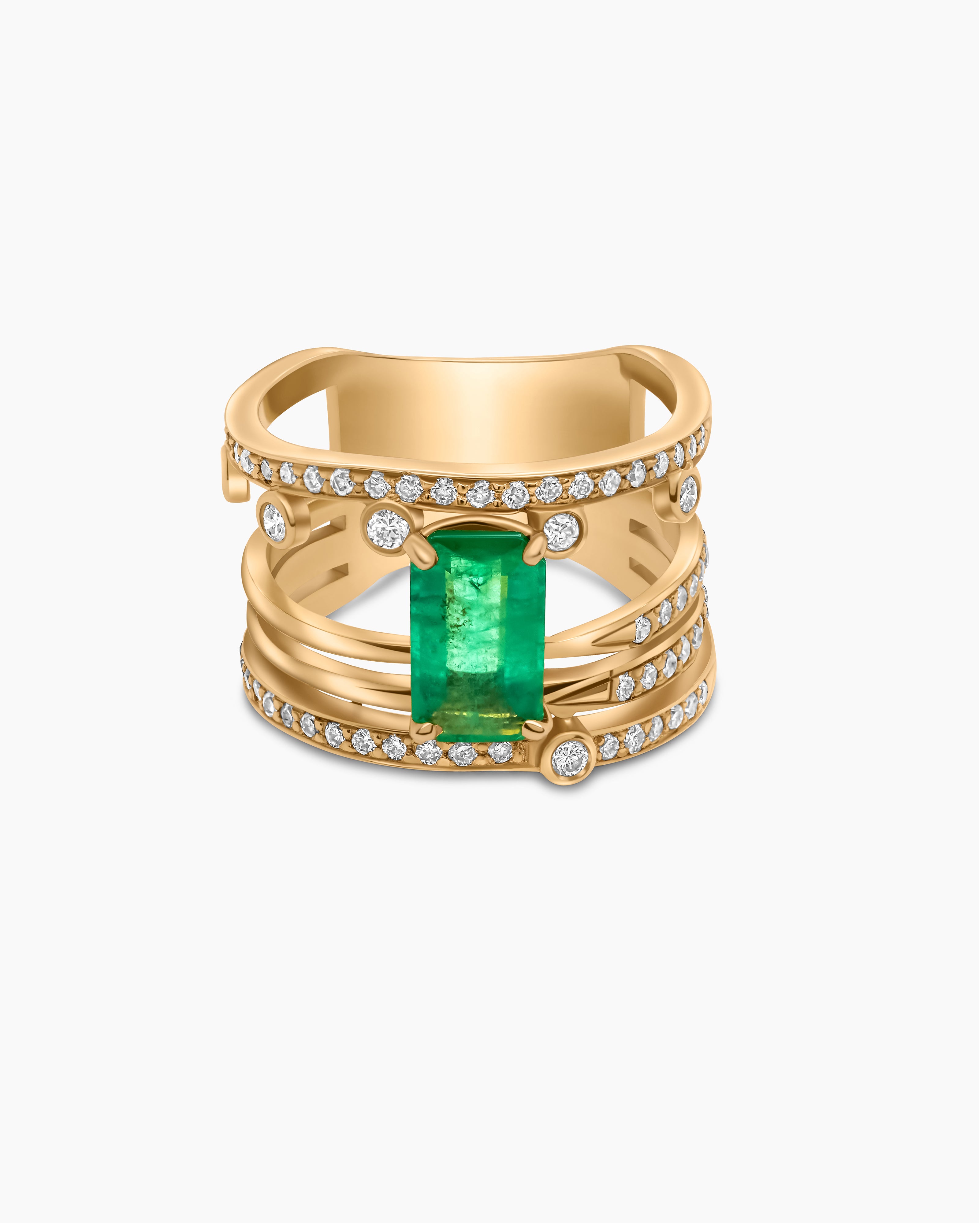  Diamond and Emerald Cocktail Ring