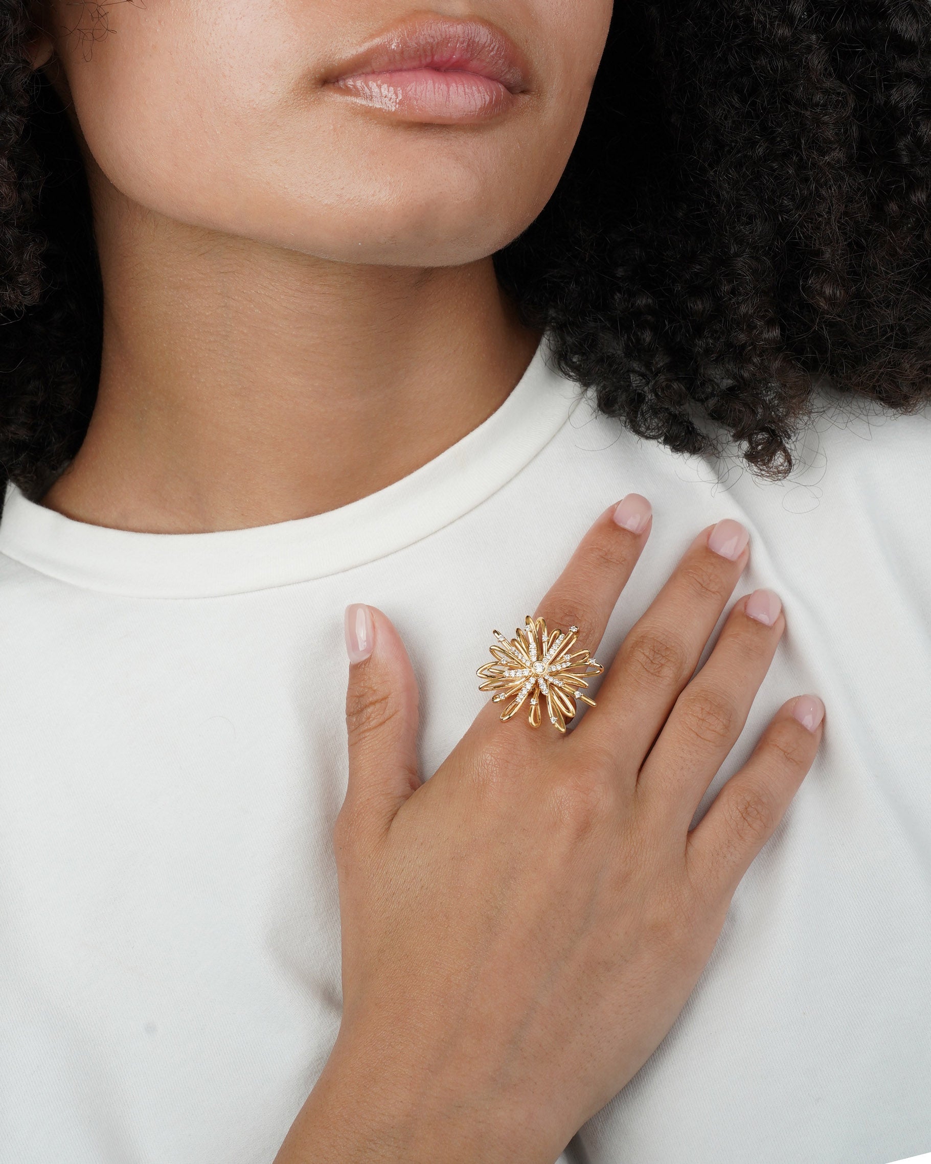 Diamond and Gold Fireworks Statement Ring