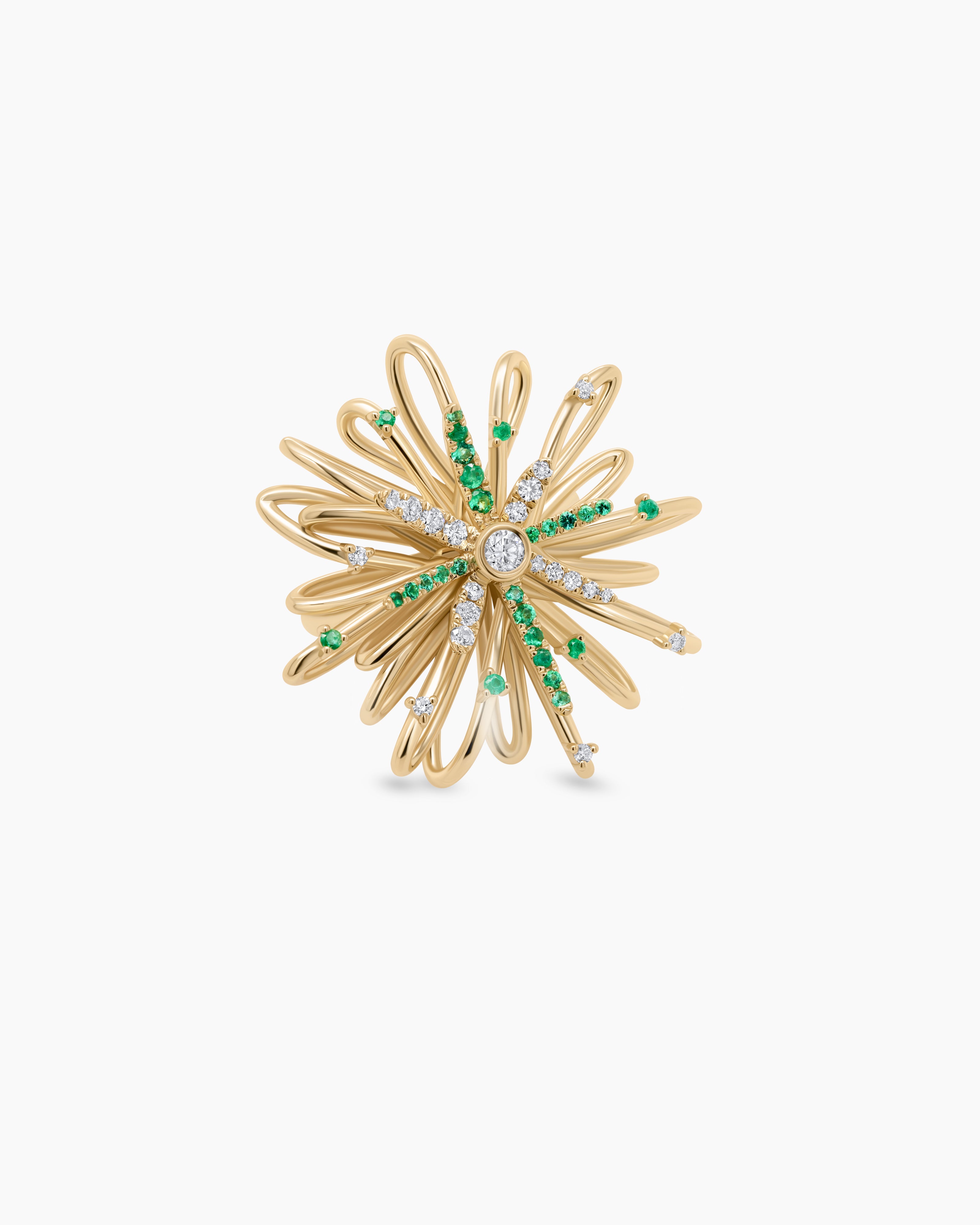 Diamond and Emerald Fireworks Statement Ring